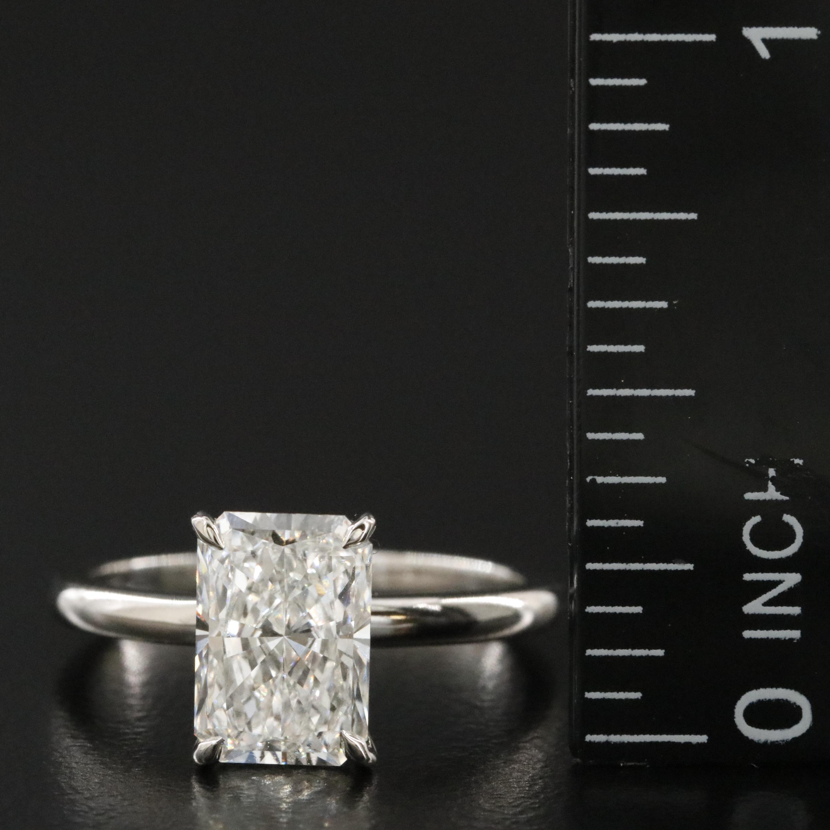 Platinum 2.10 CT Lab Grown Diamond Solitaire Ring with IGI Report