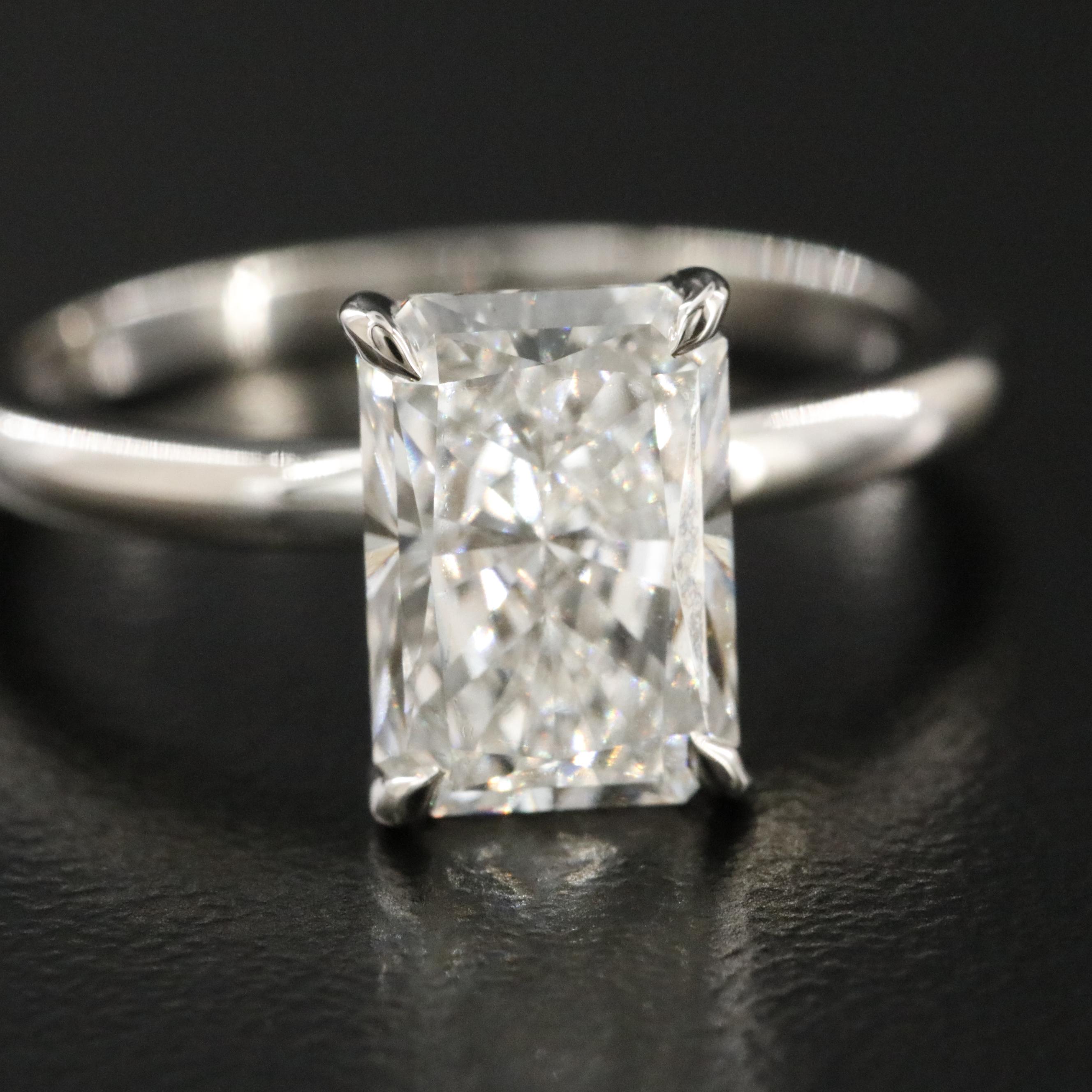 Platinum 2.10 CT Lab Grown Diamond Solitaire Ring with IGI Report