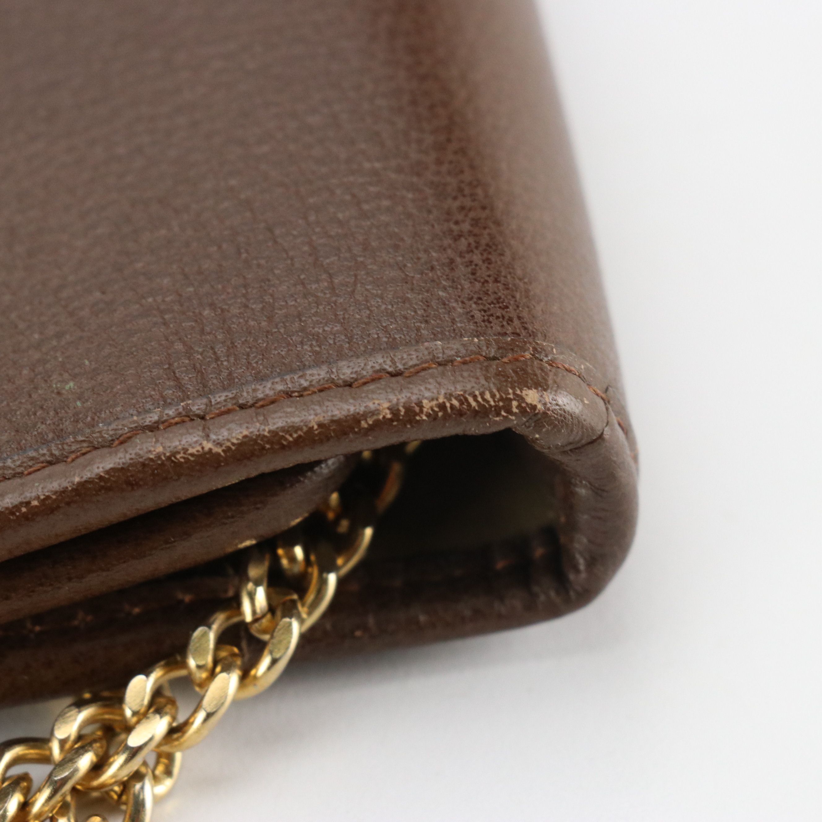 Christian Dior Full Flap Chain Clutch in Brown Leather