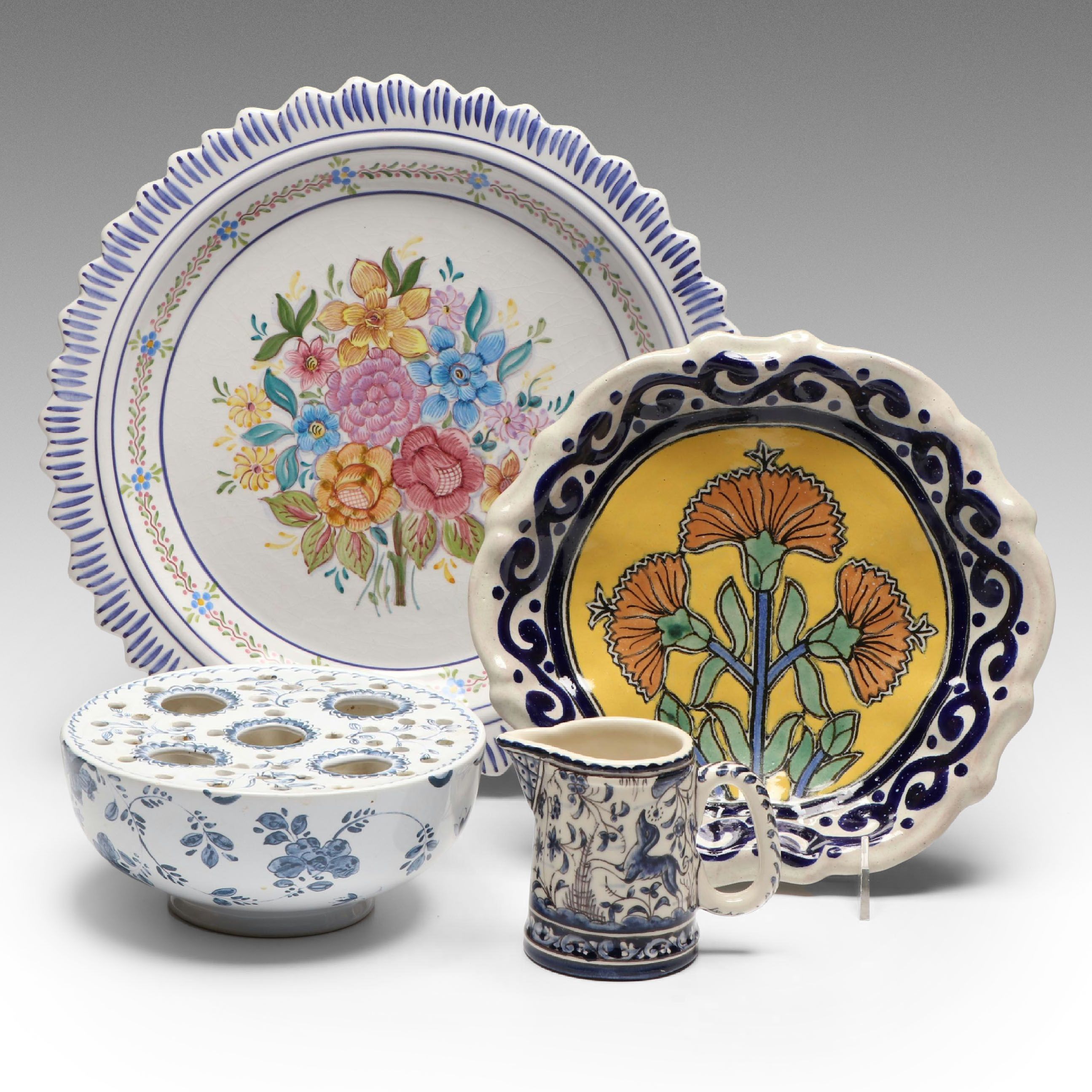 Mottahedeh Majolica Flower Bowl with Mexican & Portuguese Serveware