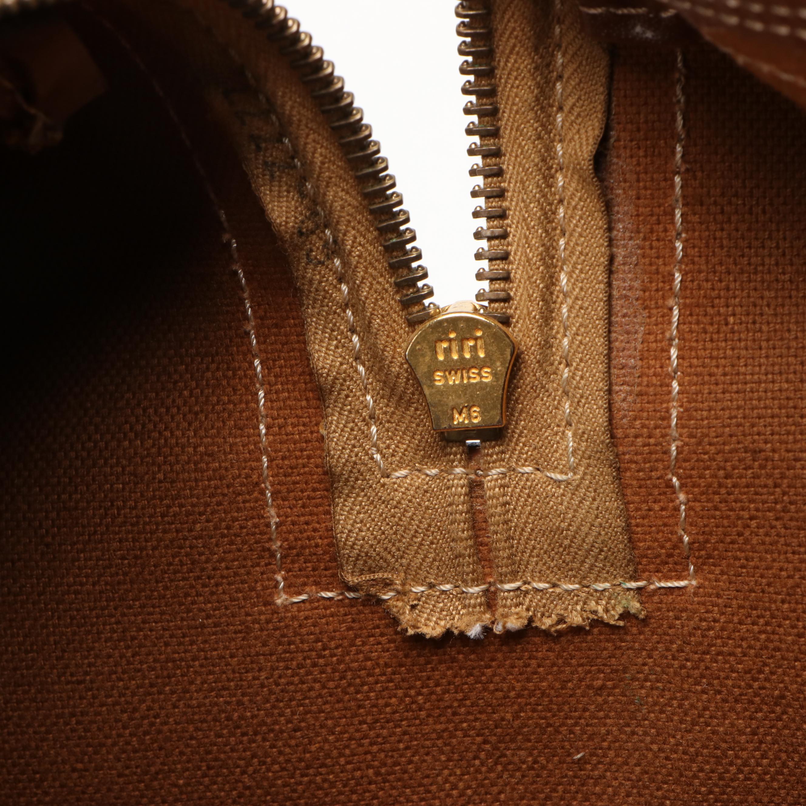 Celine Travel Boston Bag in Brown Coated Canvas and Tan Leather