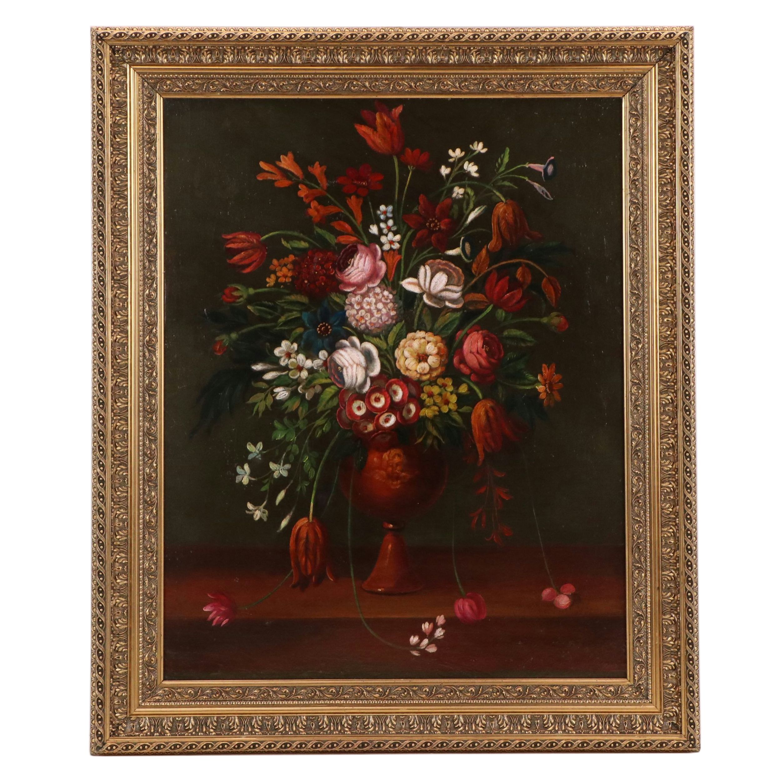 Dutch School Still Life Oil Painting of Bouquet, Early 20th Century