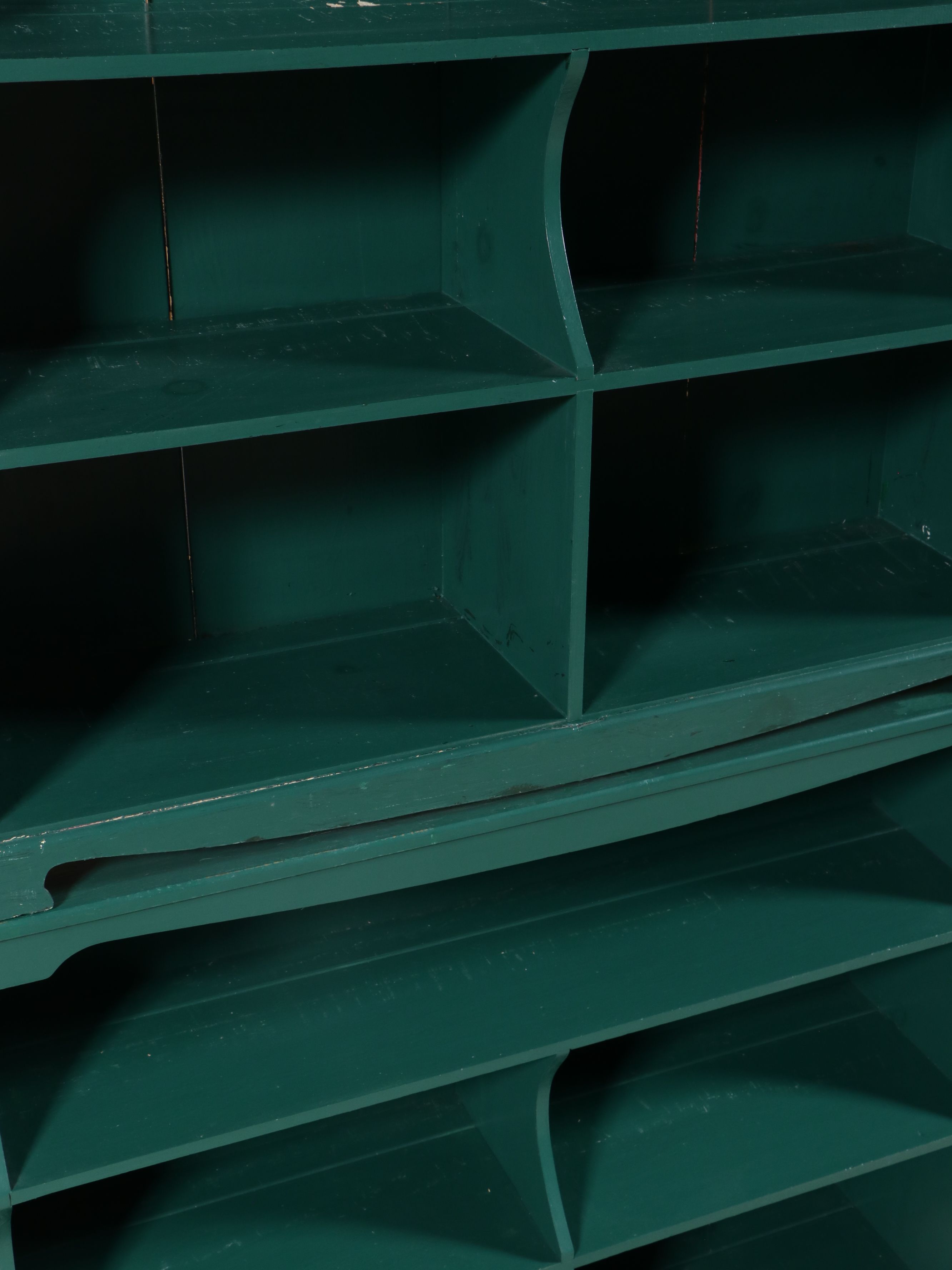 Primitive Style Painted Wooden Open Front Hutch, 20th Century