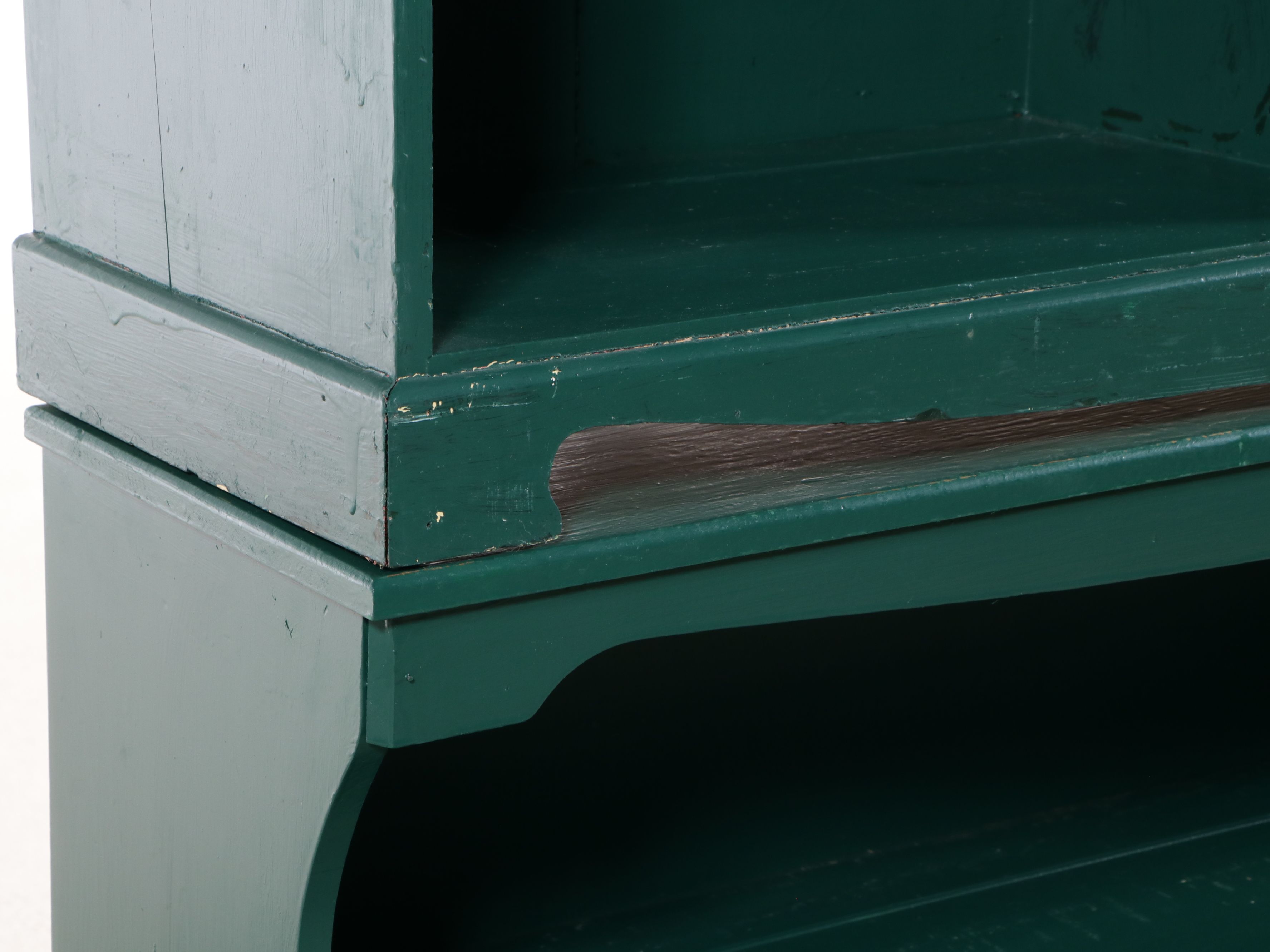 Primitive Style Painted Wooden Open Front Hutch, 20th Century