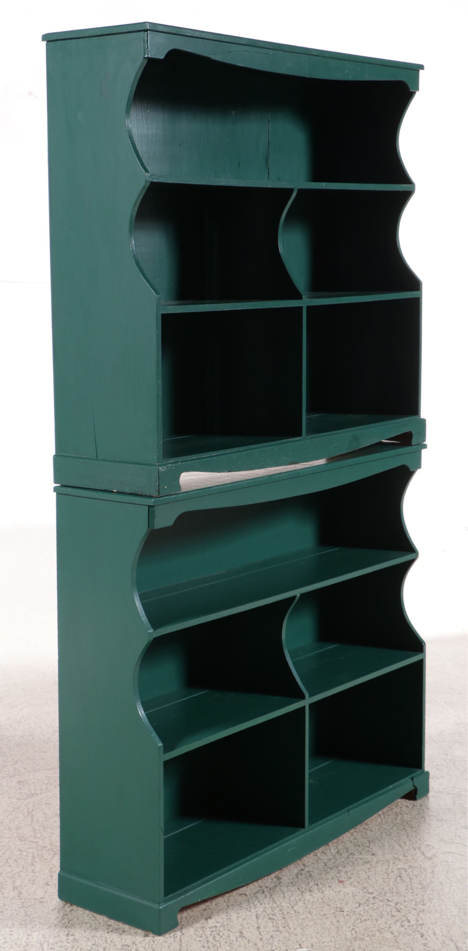 Primitive Style Painted Wooden Open Front Hutch, 20th Century