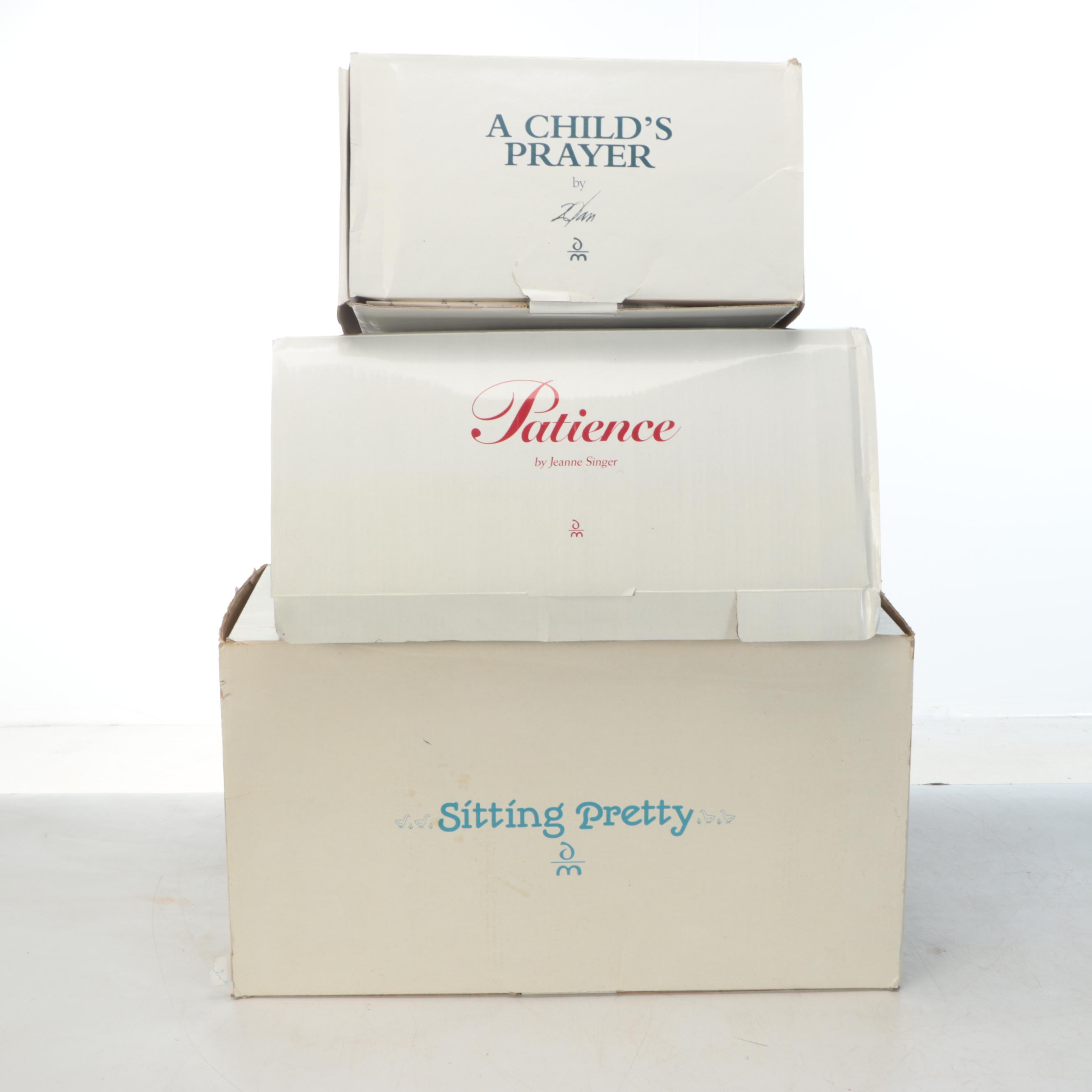 Danbury Mint "Patience", "A Child's Prayer" and "Sitting Pretty" Porcelain Dolls