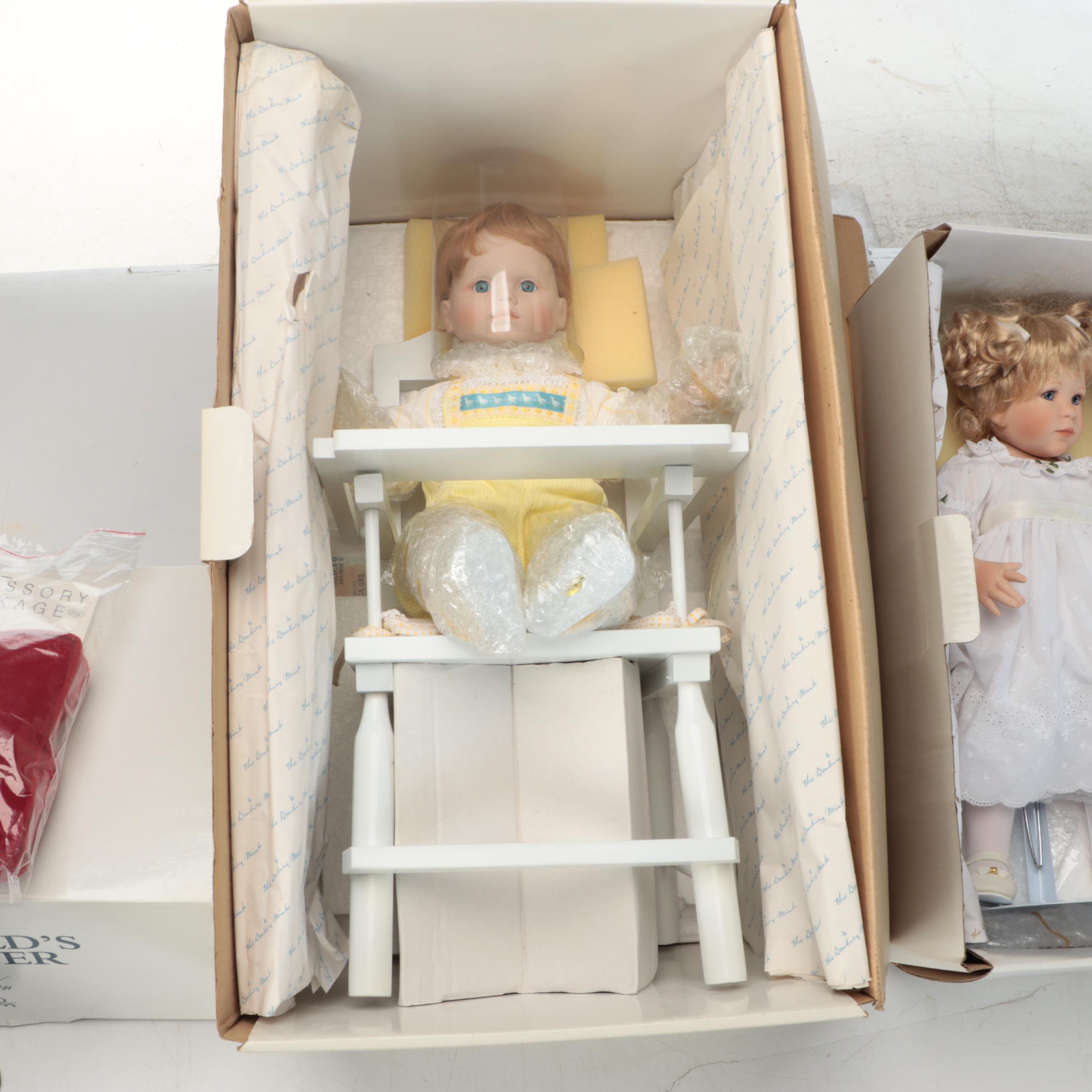 Danbury Mint "Patience", "A Child's Prayer" and "Sitting Pretty" Porcelain Dolls