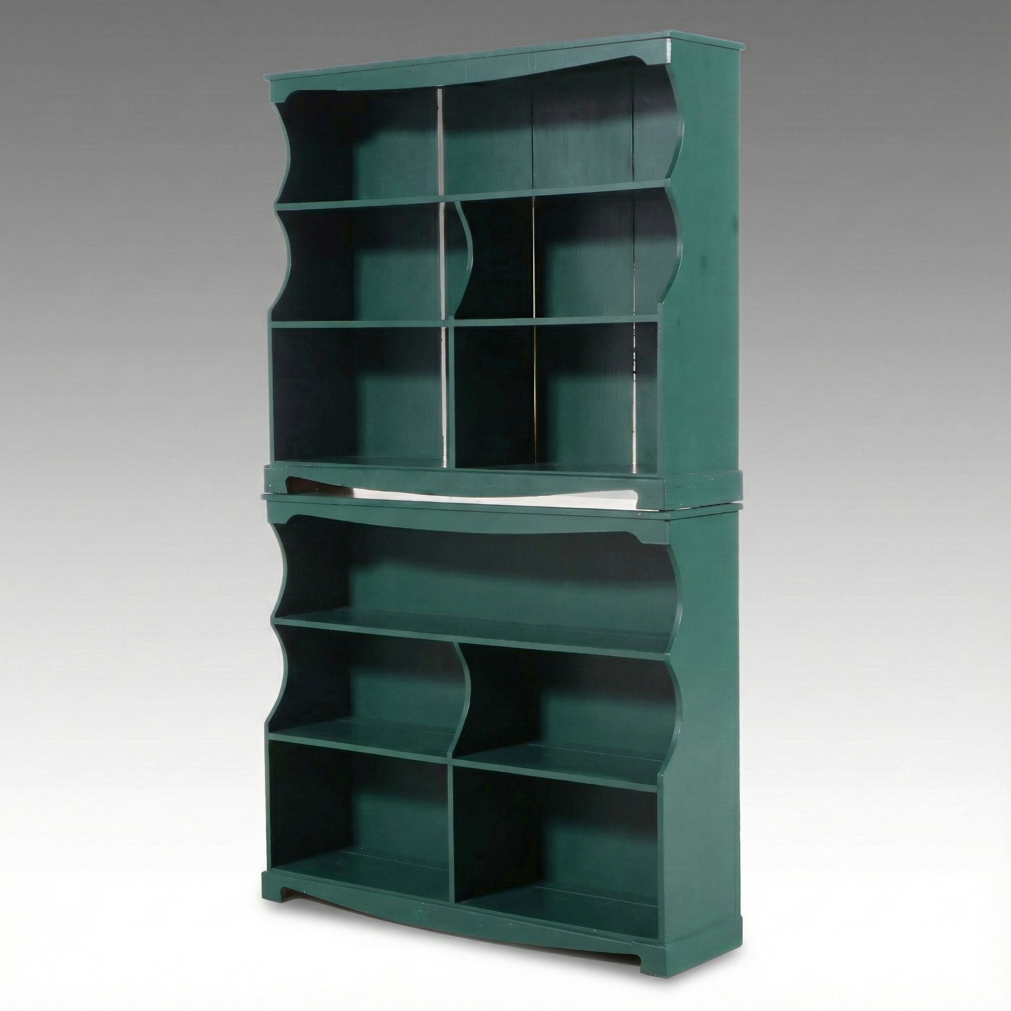 Primitive Style Painted Wooden Open Front Hutch, 20th Century