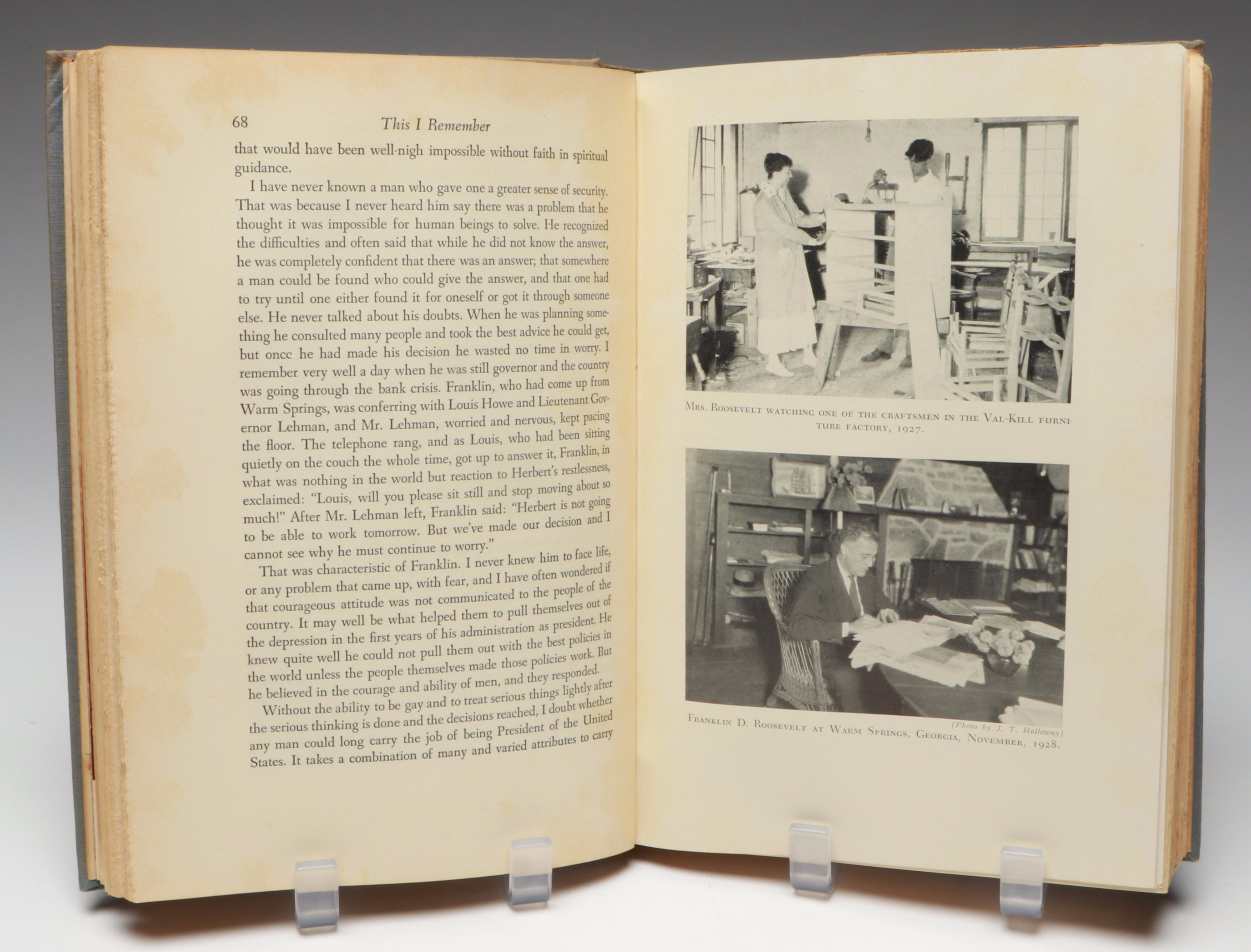 "This I Remember" by Eleanor Roosevelt with Signed Letter, Mid-20th Century