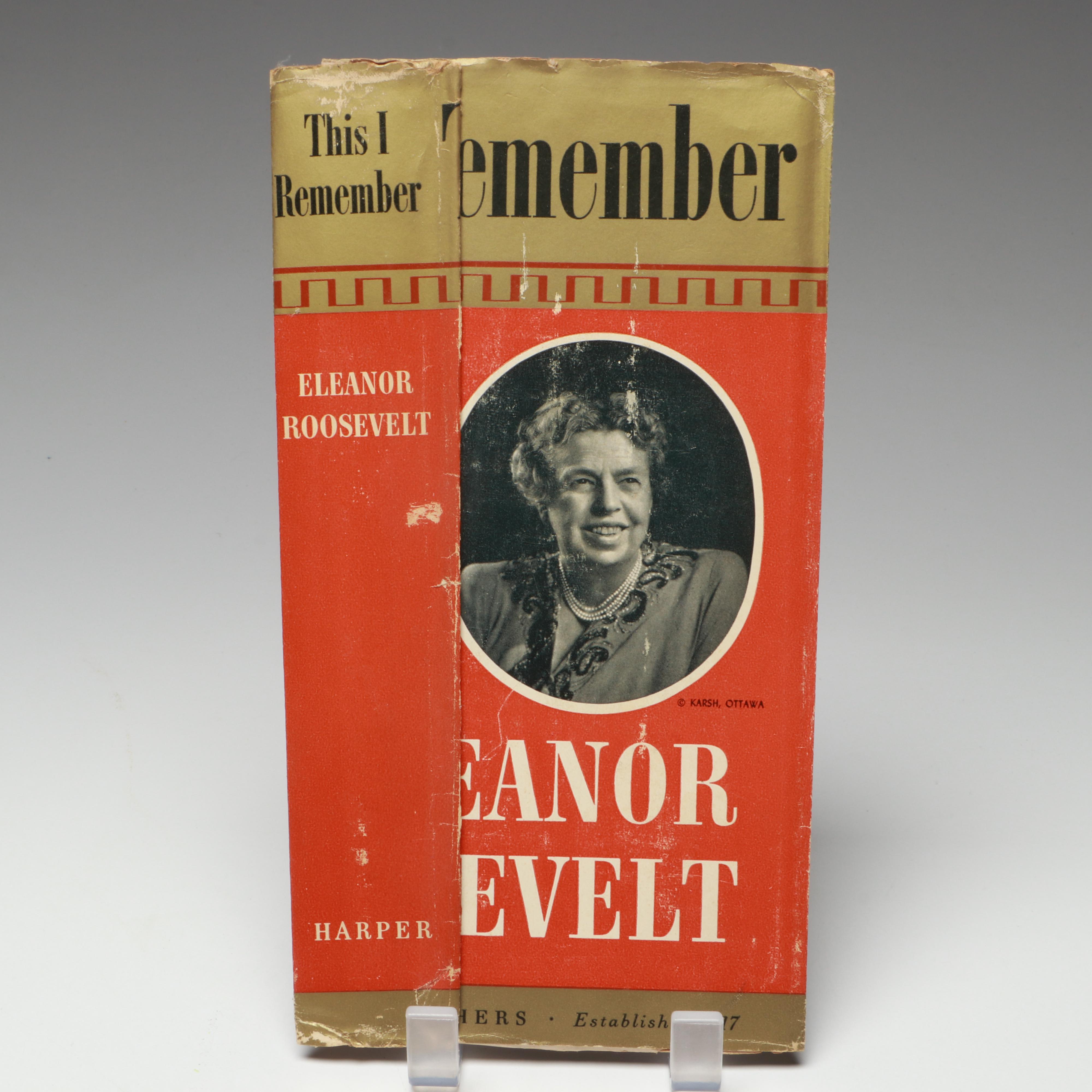 "This I Remember" by Eleanor Roosevelt with Signed Letter, Mid-20th Century