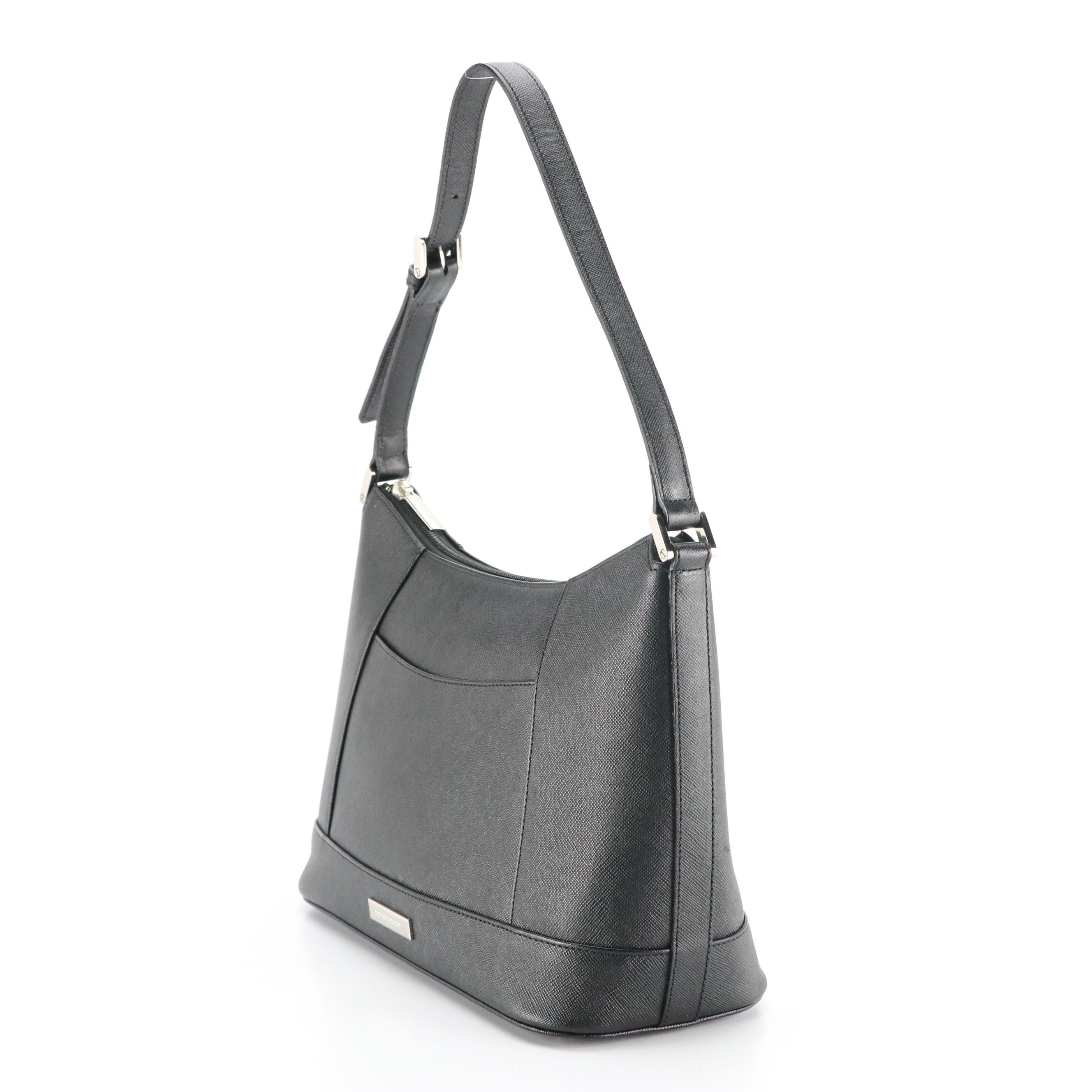 Burberry Front Pocket Shoulder Bag in Black Saffiano Leather