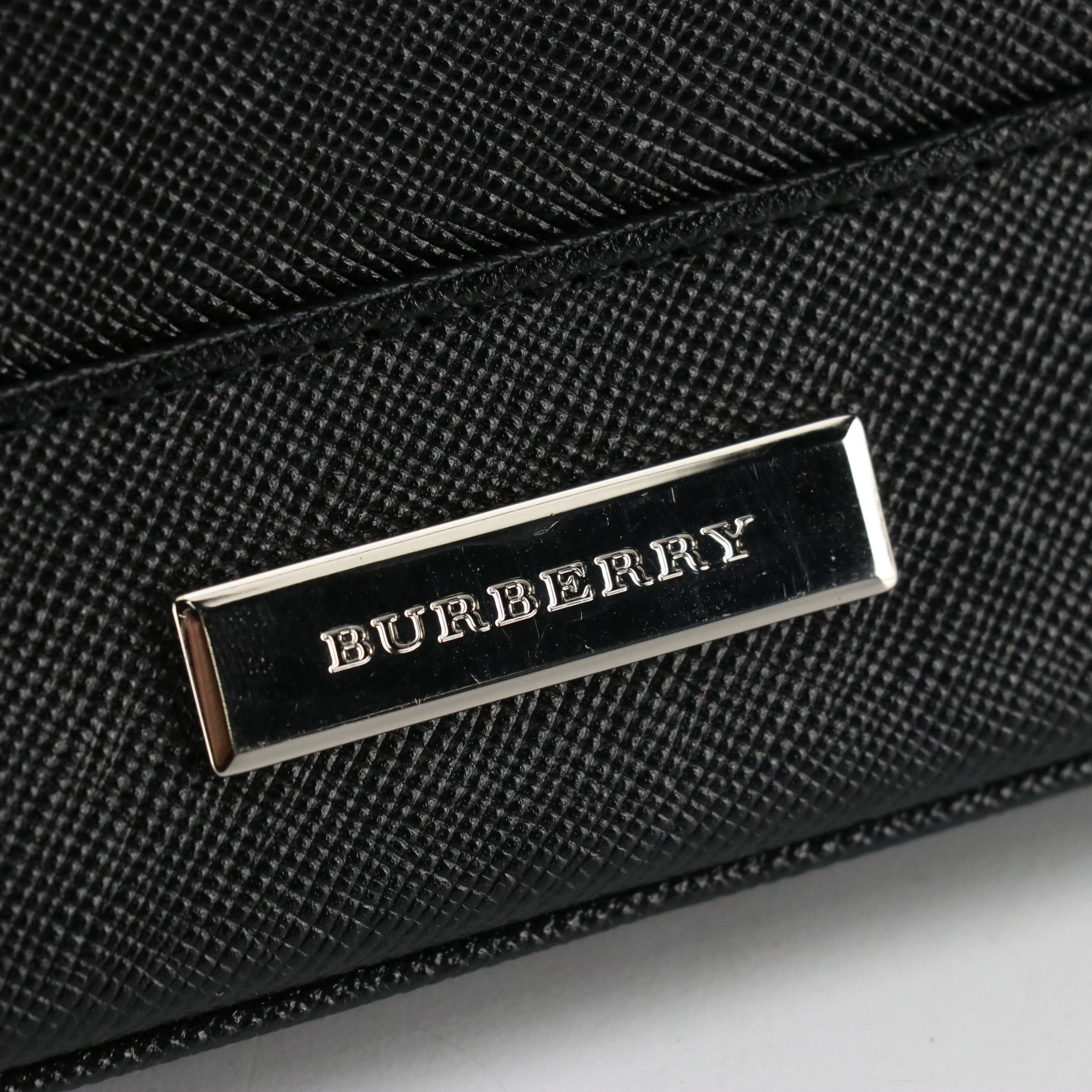 Burberry Front Pocket Shoulder Bag in Black Saffiano Leather