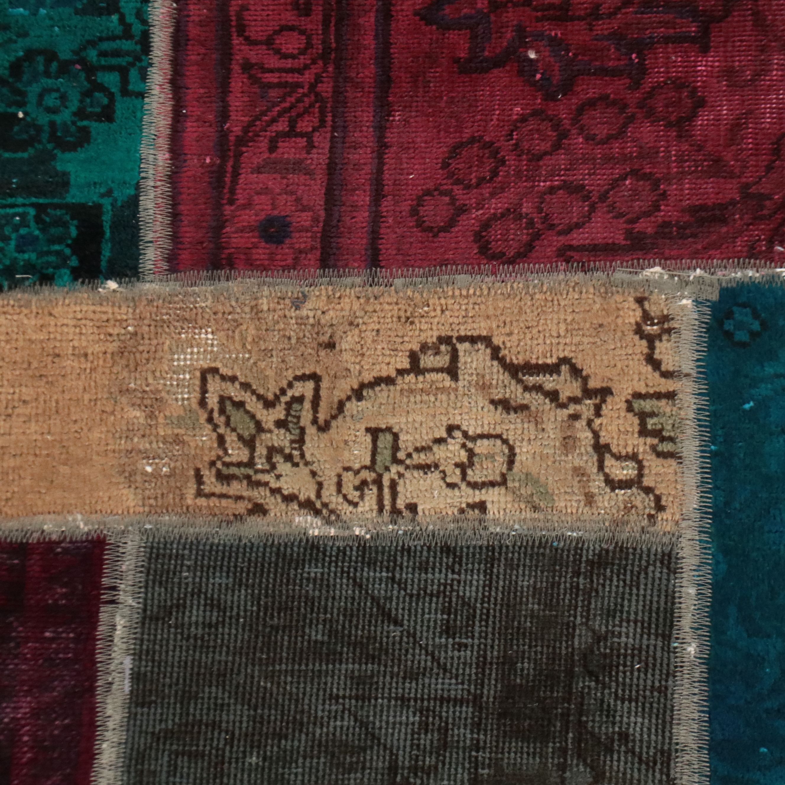4'11 x 6'10 Machine Made Overdyed Turkish Patchwork Area Rug