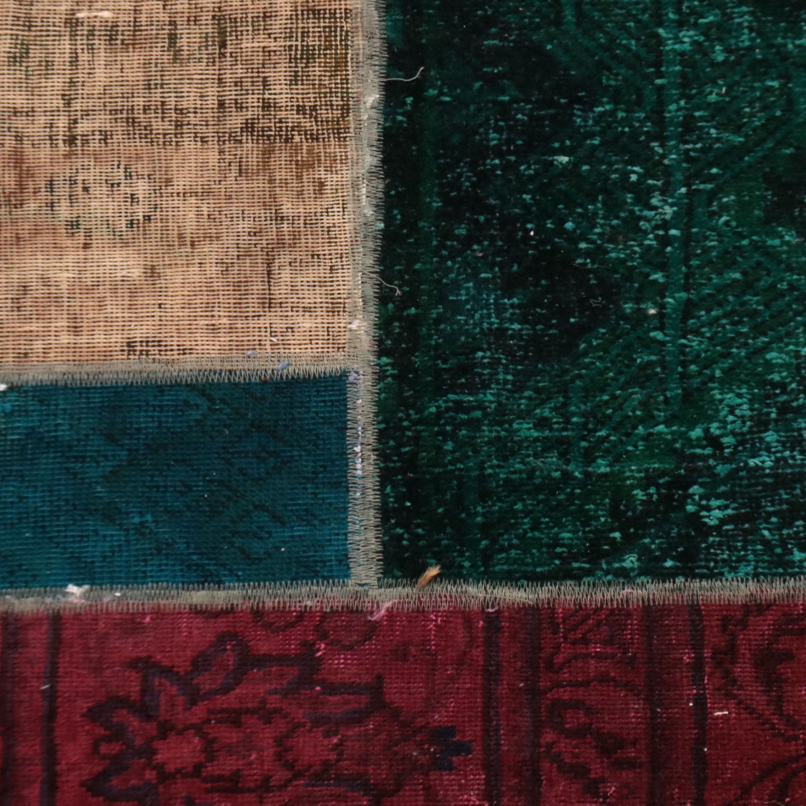 4'11 x 6'10 Machine Made Overdyed Turkish Patchwork Area Rug