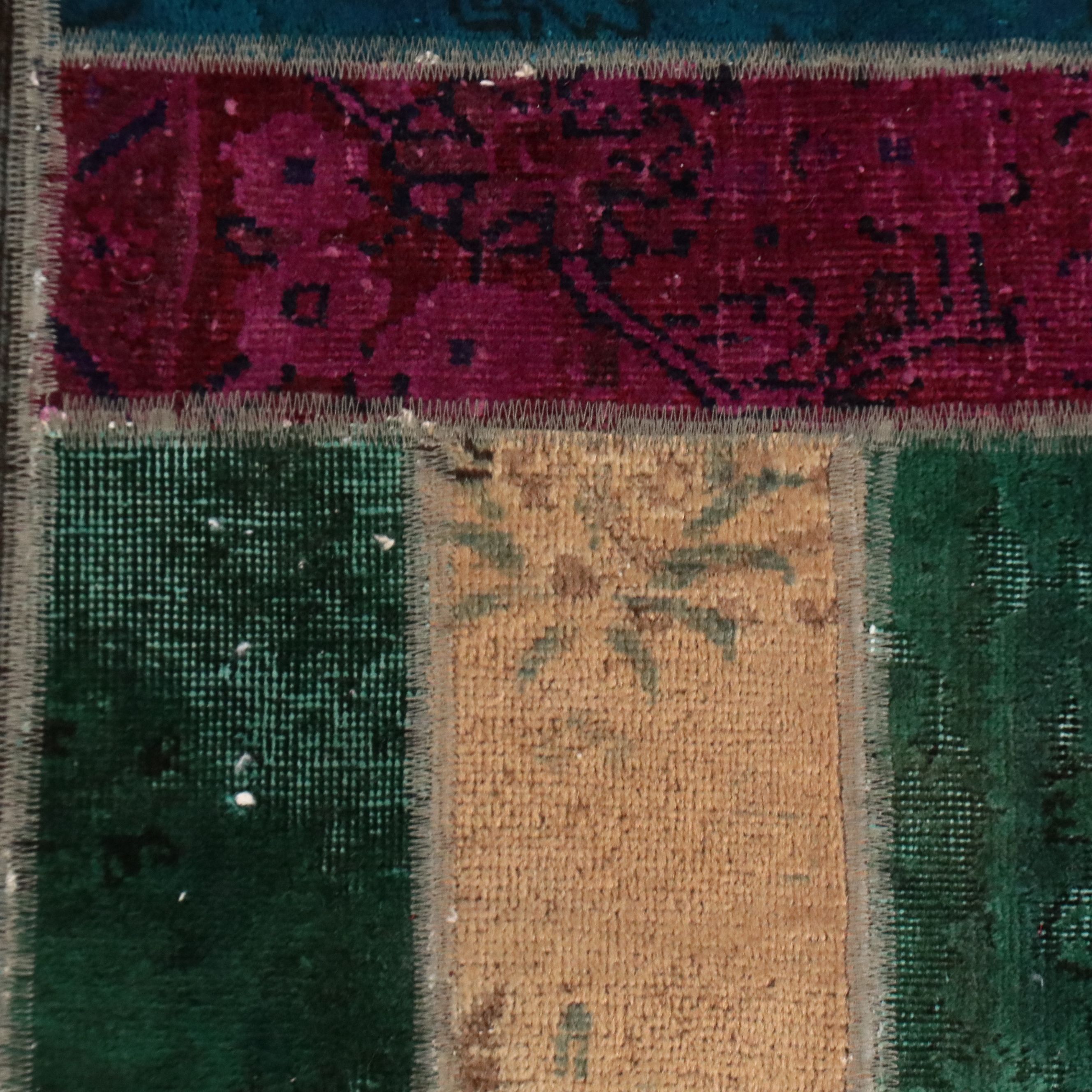 4'11 x 6'10 Machine Made Overdyed Turkish Patchwork Area Rug