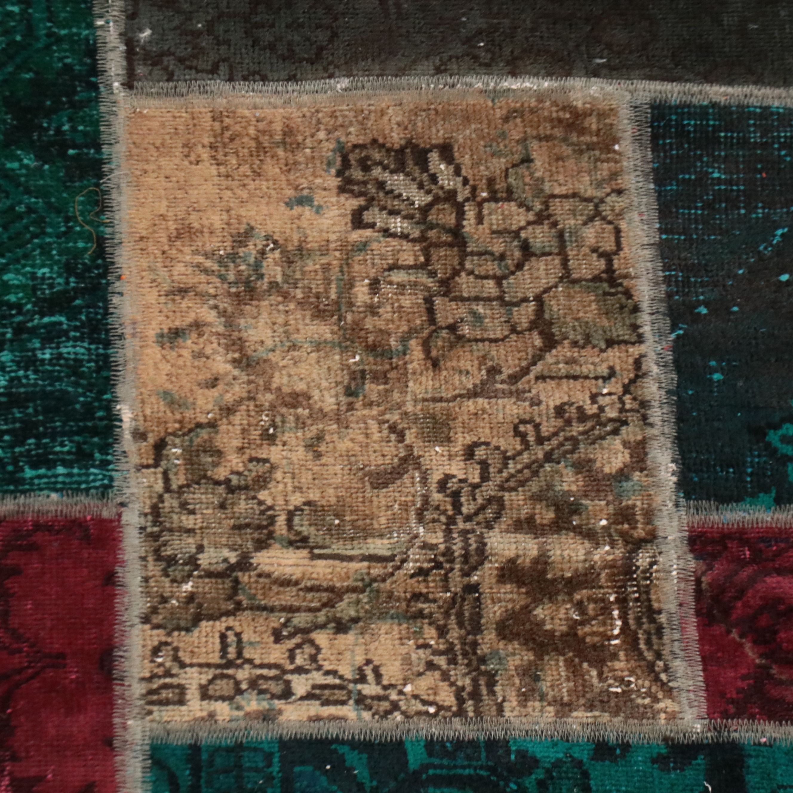 4'11 x 6'10 Machine Made Overdyed Turkish Patchwork Area Rug