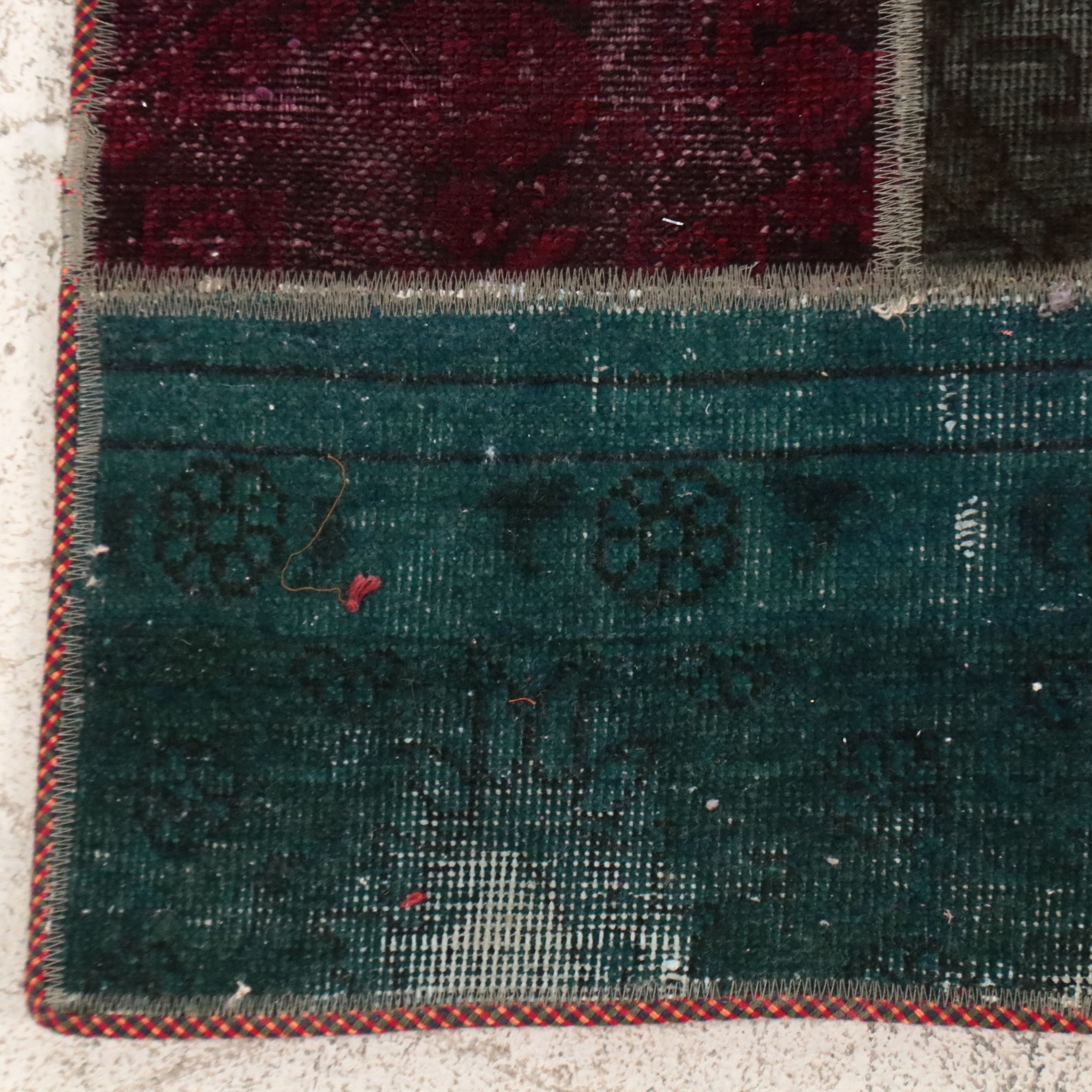 4'11 x 6'10 Machine Made Overdyed Turkish Patchwork Area Rug