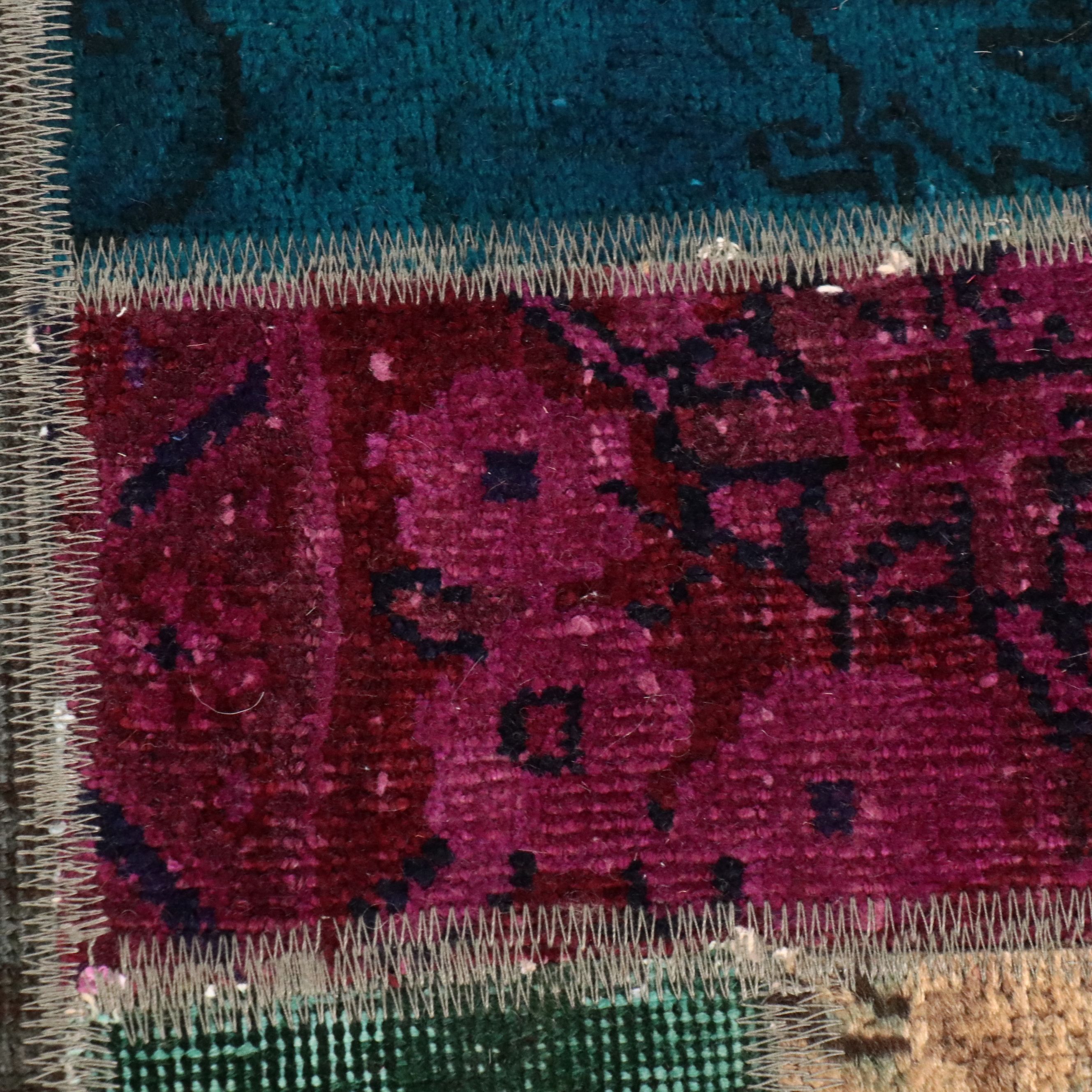 4'11 x 6'10 Machine Made Overdyed Turkish Patchwork Area Rug