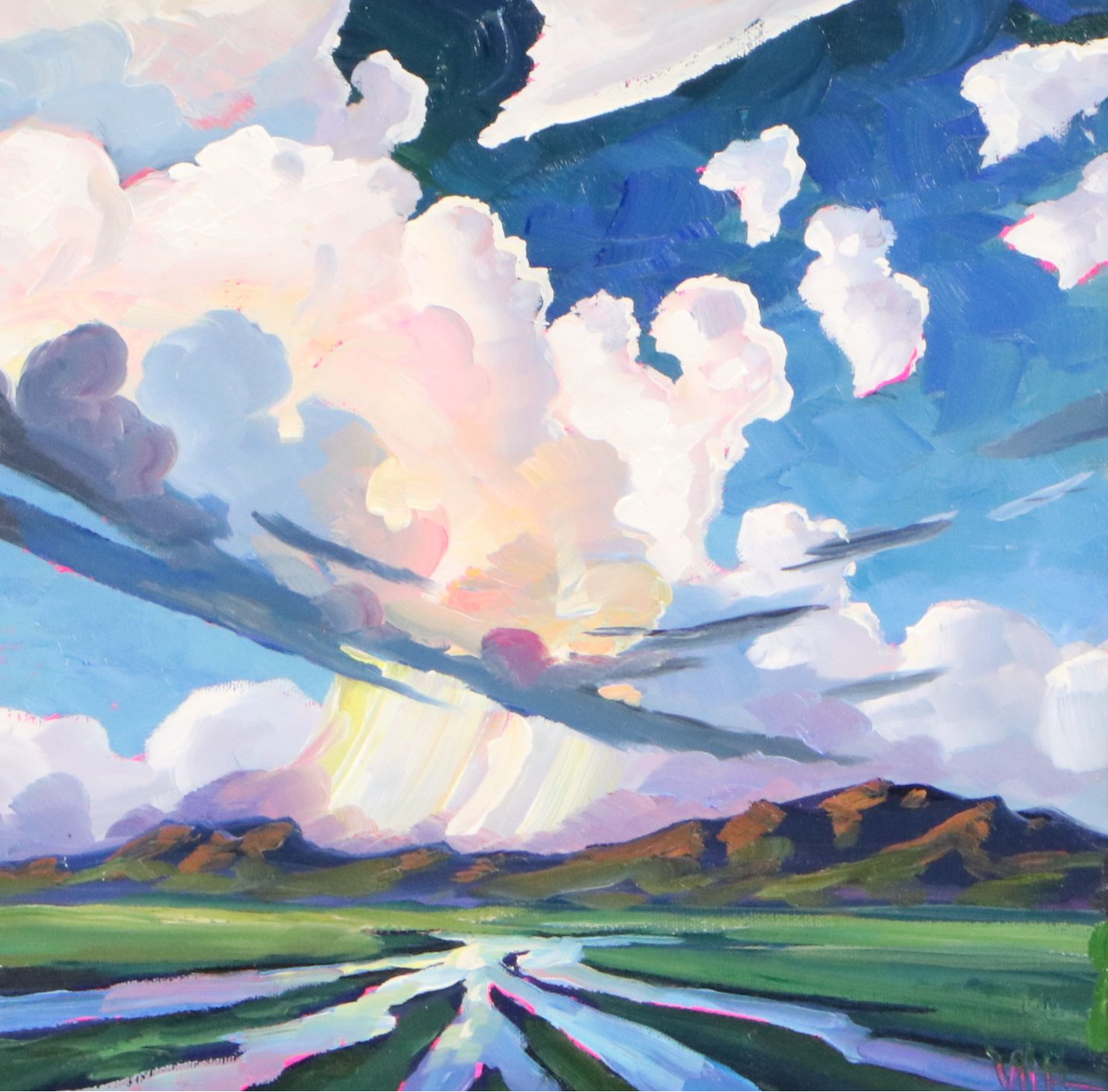 William Hawkins Mountainous Landscape Oil Painting, 2025