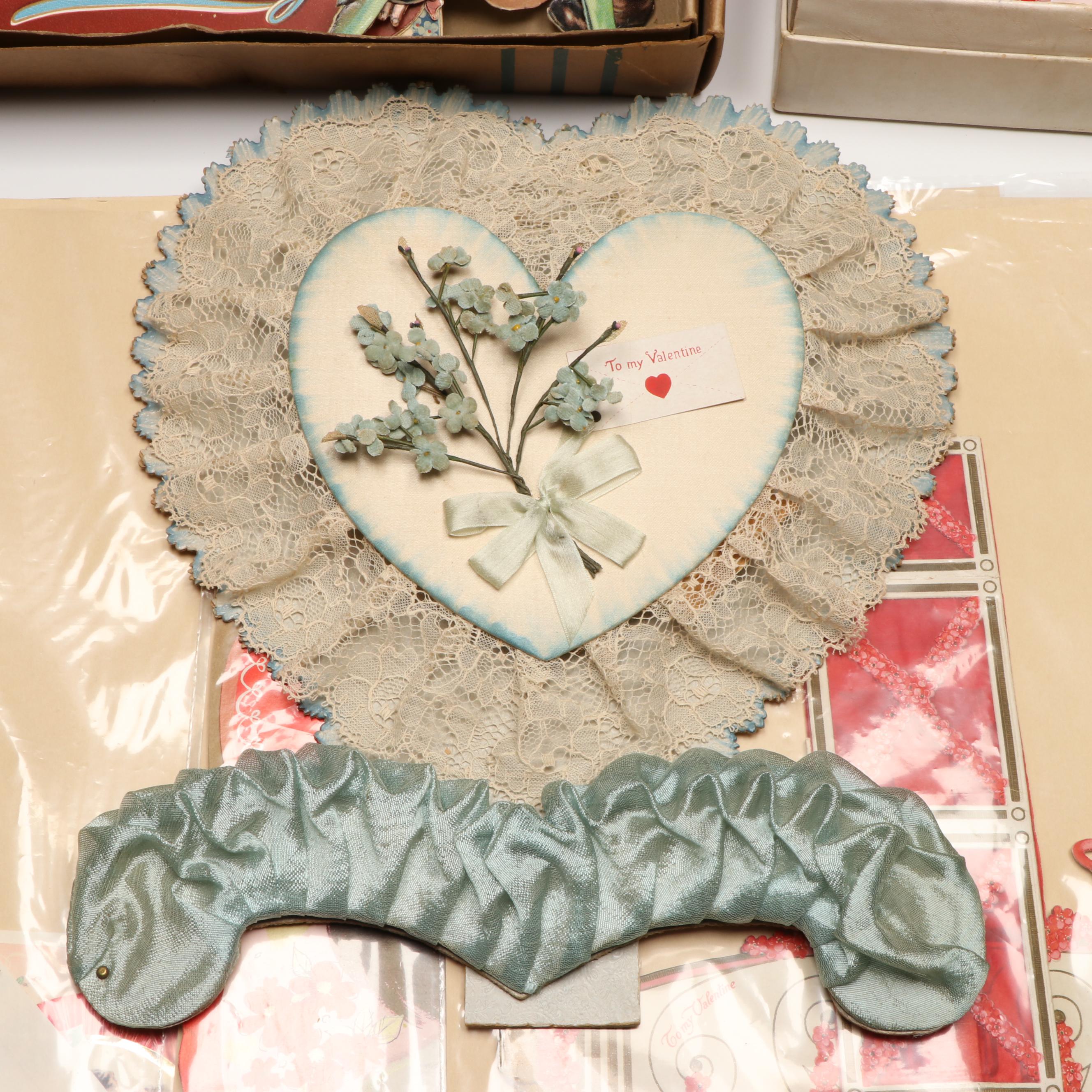 Antique and Vintage Die Cut Valentine's Day Cards with Other Decorations
