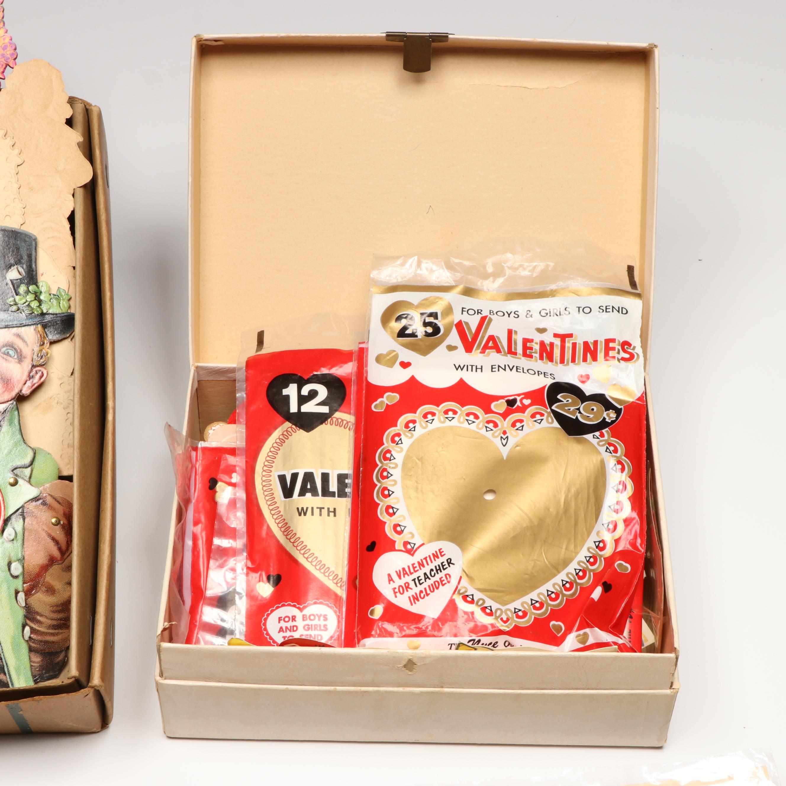 Antique and Vintage Die Cut Valentine's Day Cards with Other Decorations