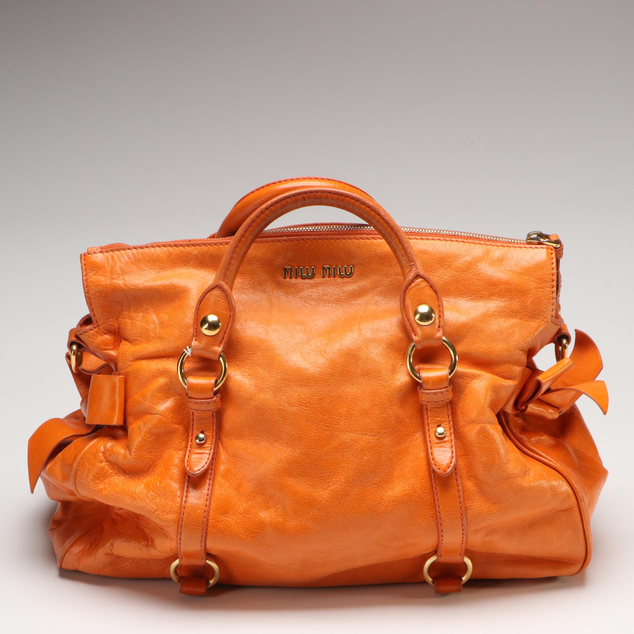 Miu Miu Weekender Bag in Orange Calfskin