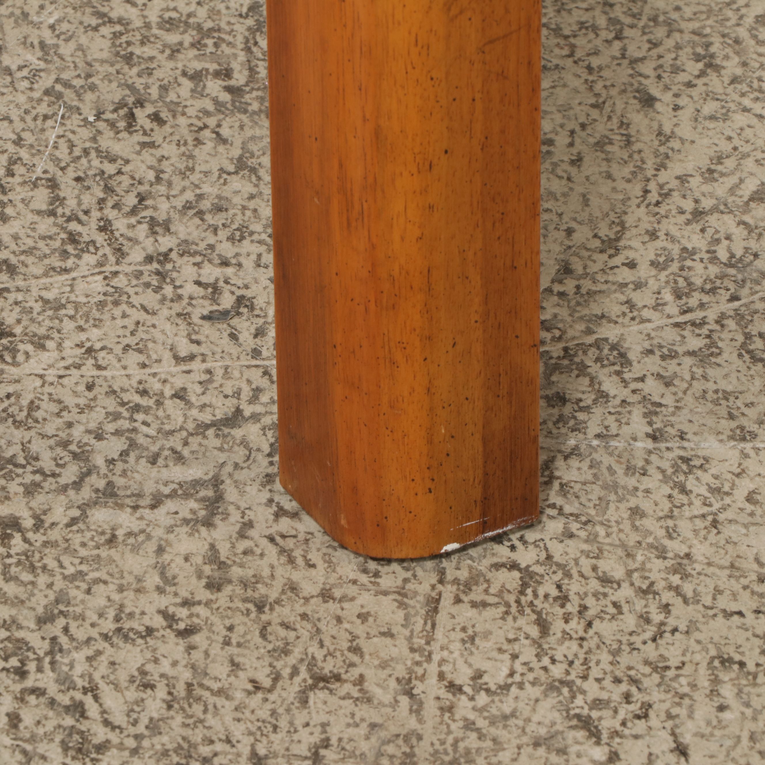 Modern Asian Style Mixed Wood Side Table with Metal Trim