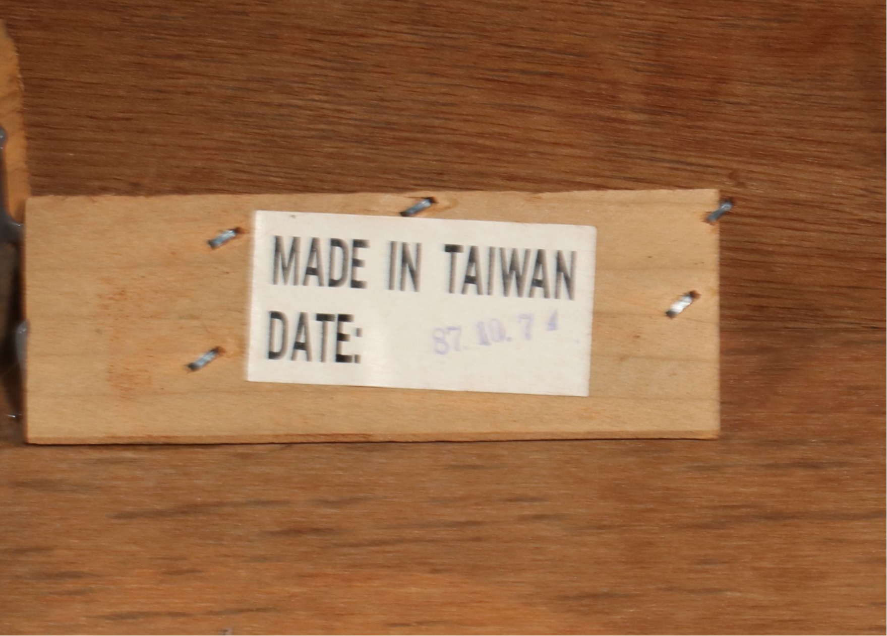 Modern Asian Style Mixed Wood Side Table with Metal Trim