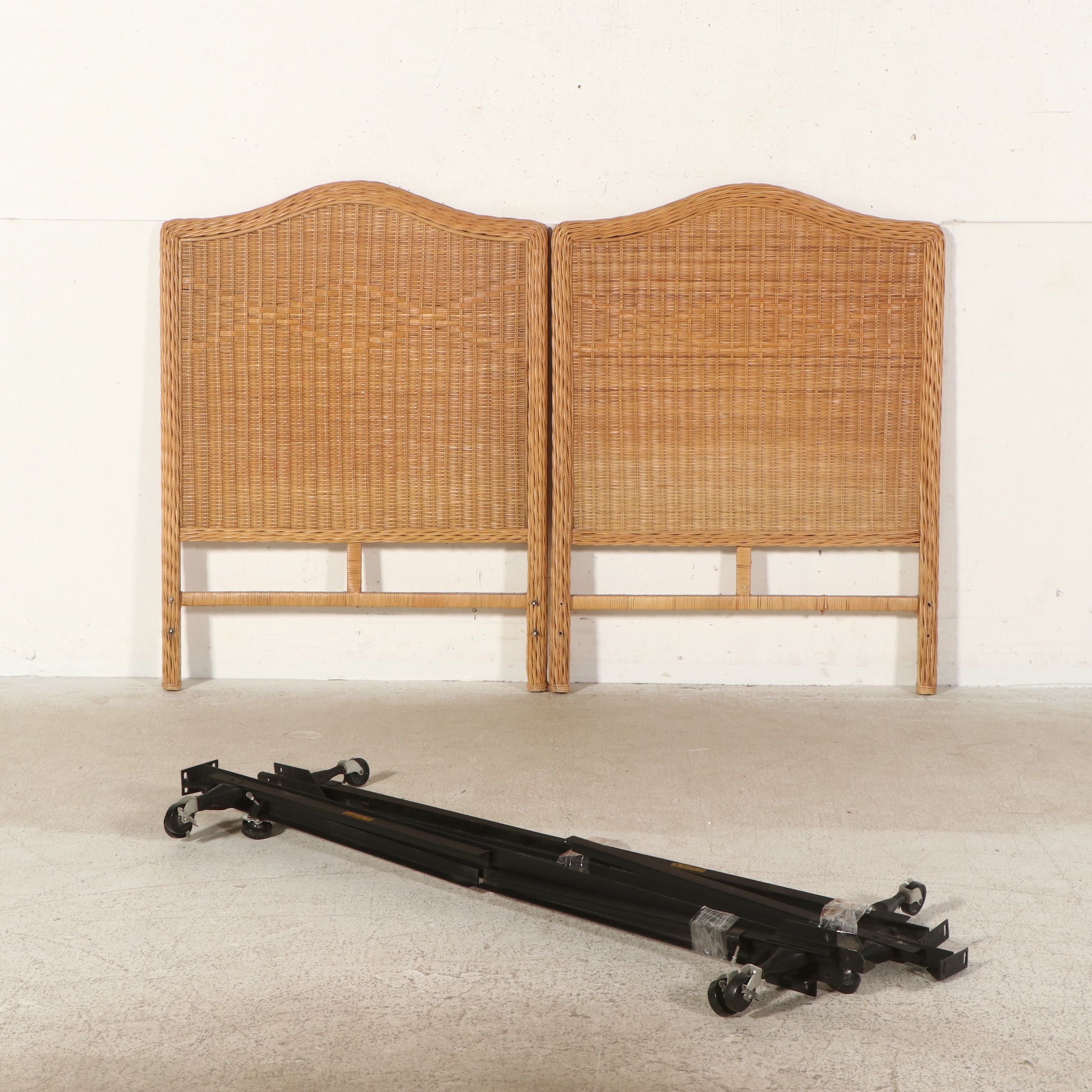 Pair of Wicker Twin Headboard with Metal Frames