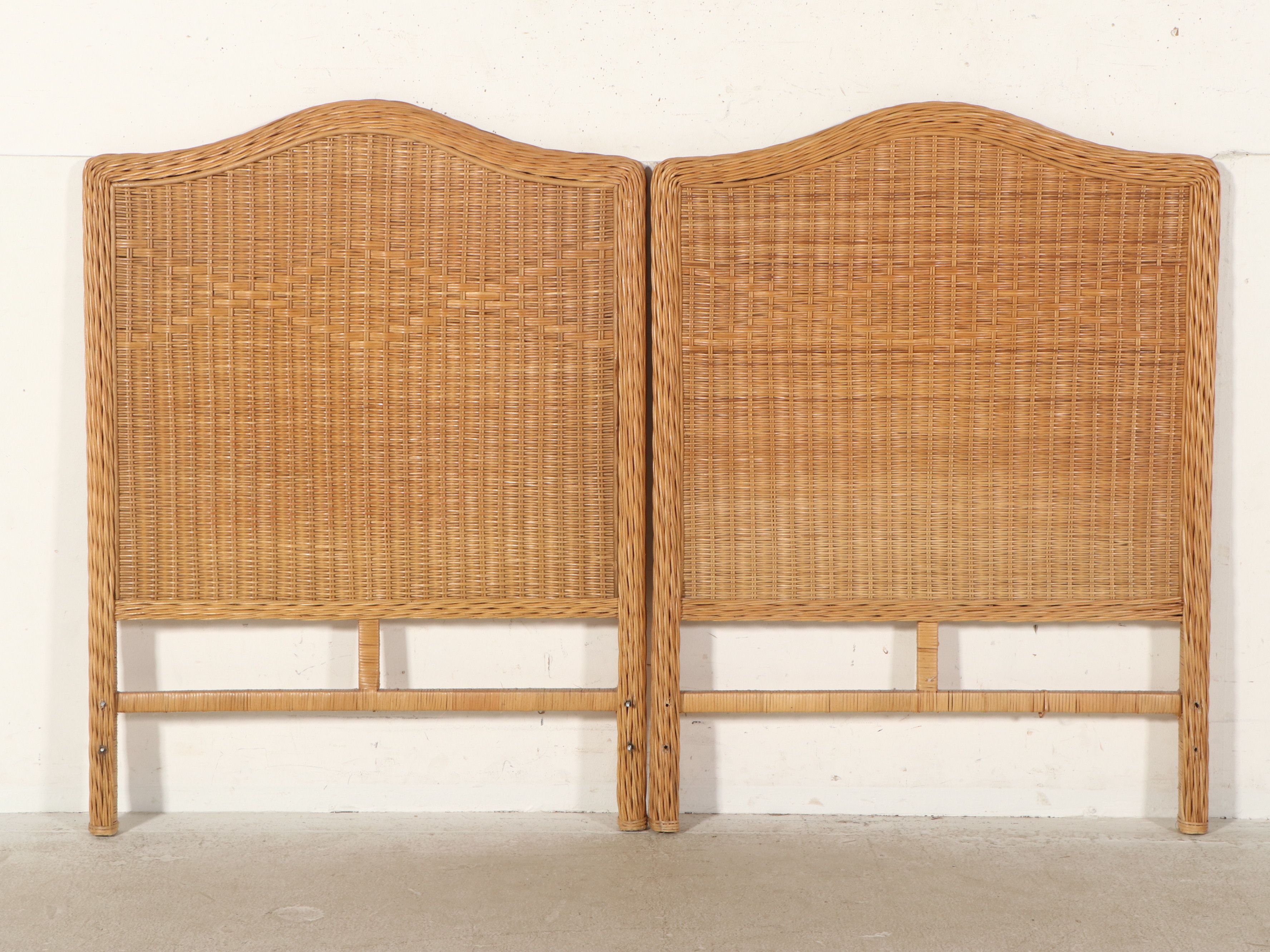 Pair of Wicker Twin Headboard with Metal Frames