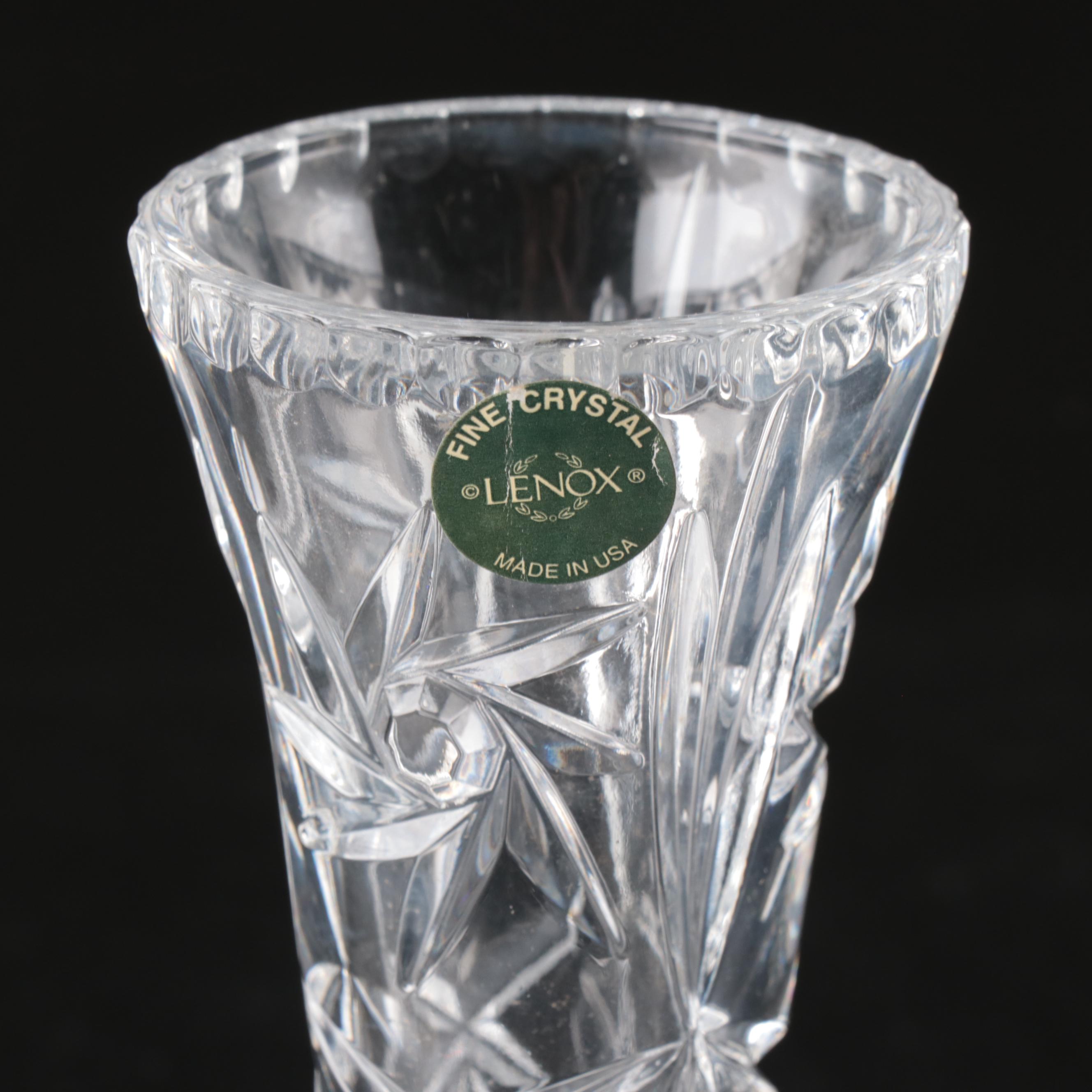 Christopher Stuart "Starstruck" Crystal Vase with Lenox and Other Tableware