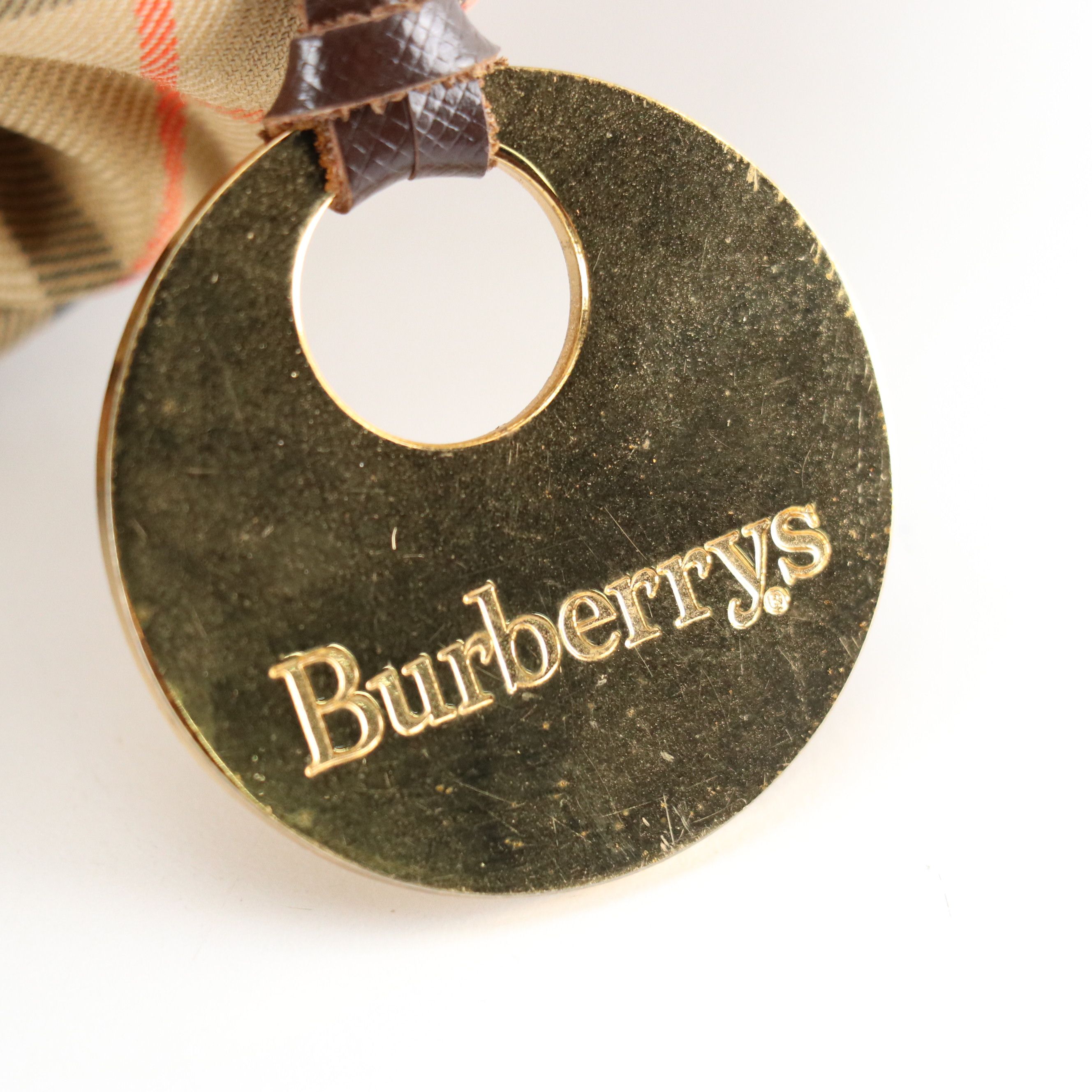 Burberry Top Handle Vanity Bag in Hayemarket Check Canvas & Dark Brown Leather