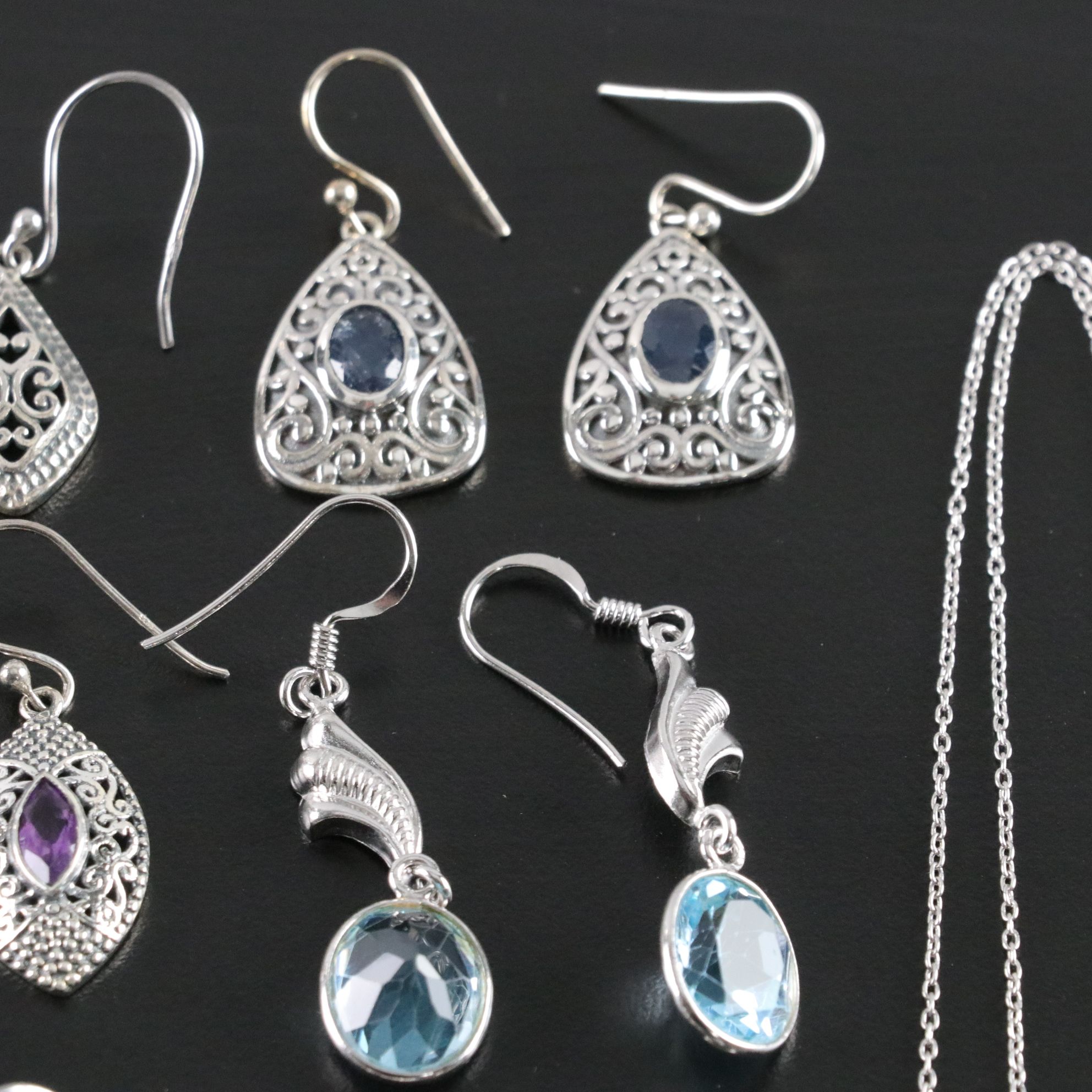 14 Assorted Sterling Silver Earrings and Necklaces