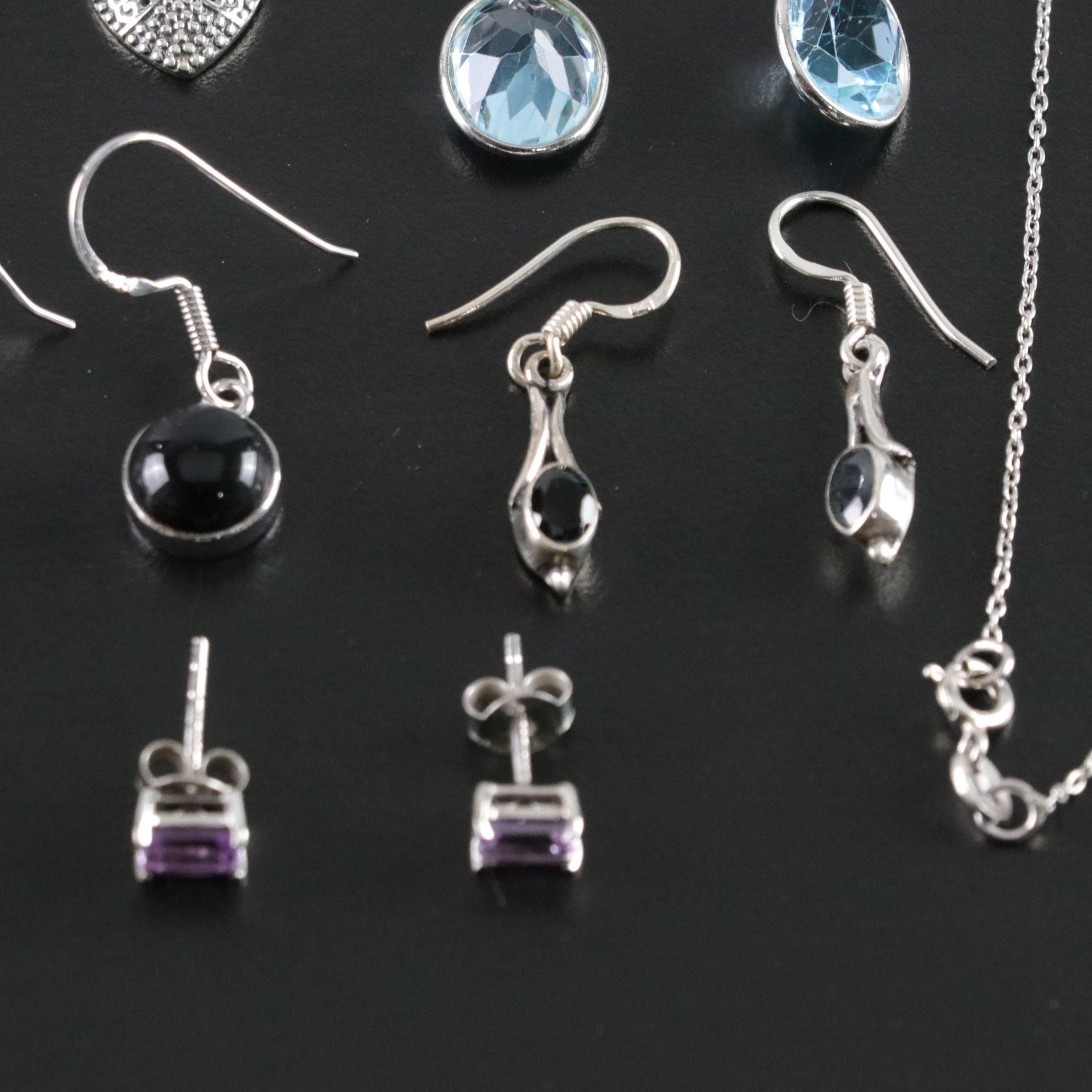 14 Assorted Sterling Silver Earrings and Necklaces