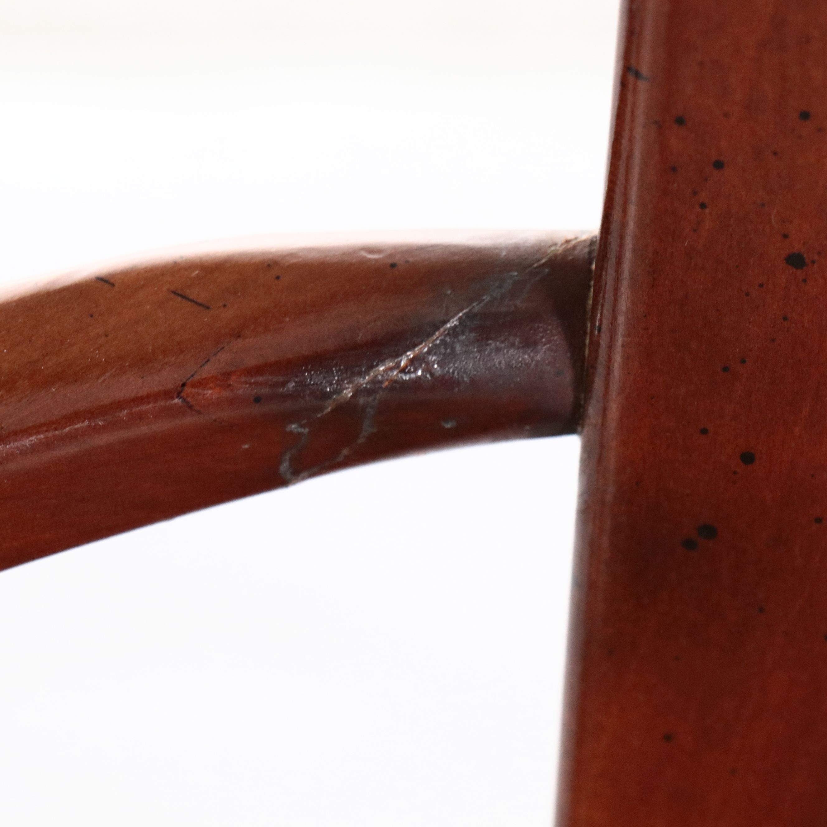 French Art Deco Style Wooden Armchair with Leather Seat