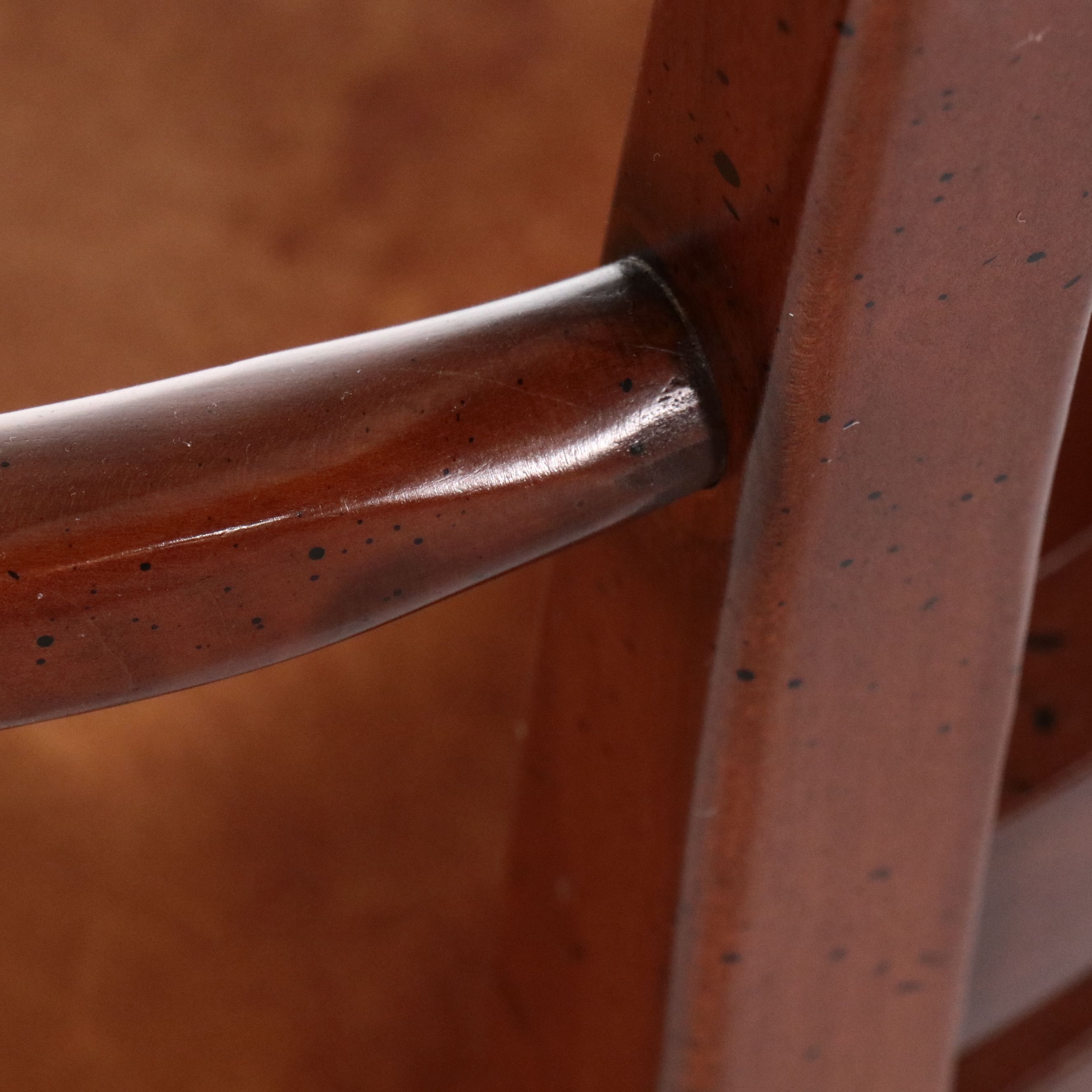 French Art Deco Style Wooden Armchair with Leather Seat