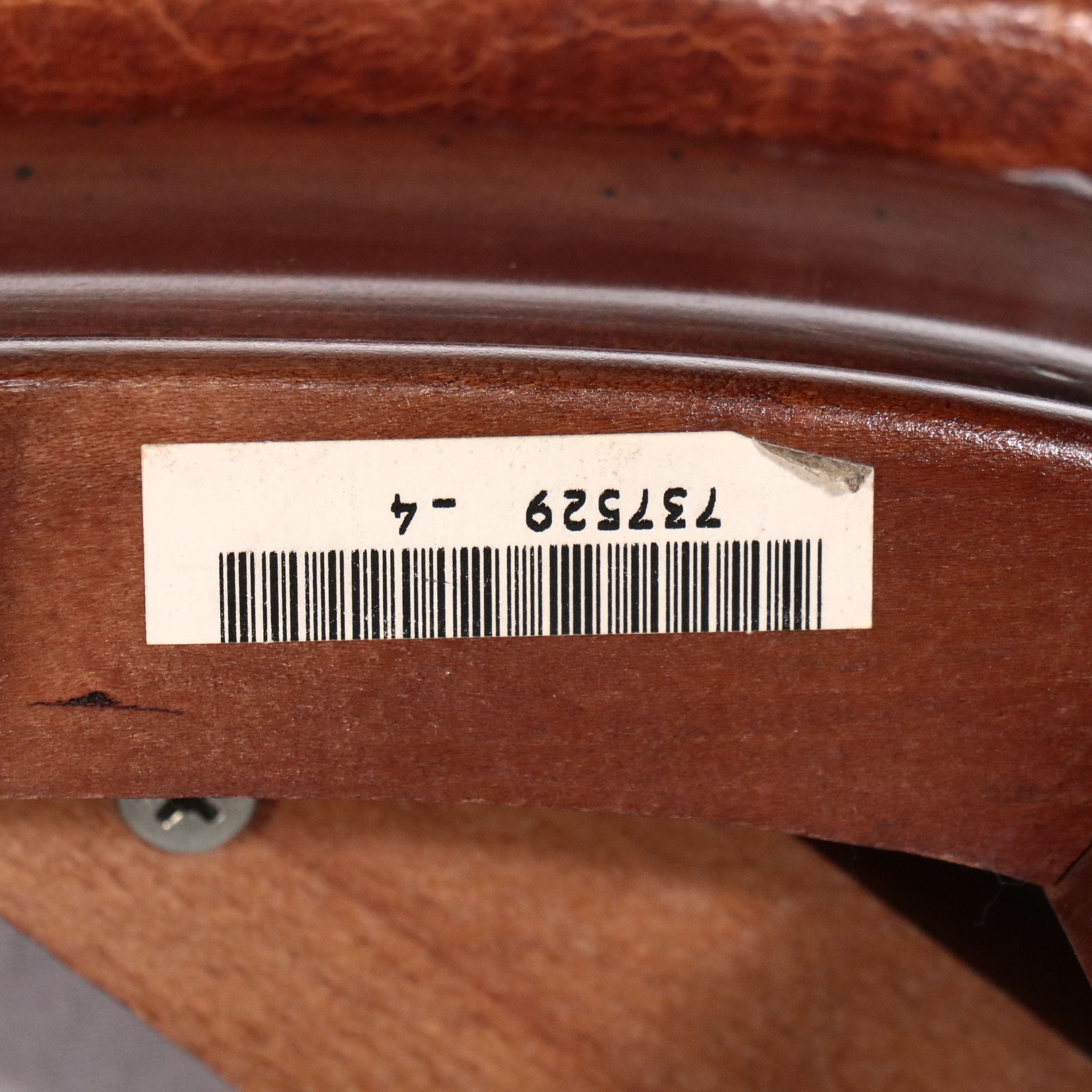 French Art Deco Style Wooden Armchair with Leather Seat