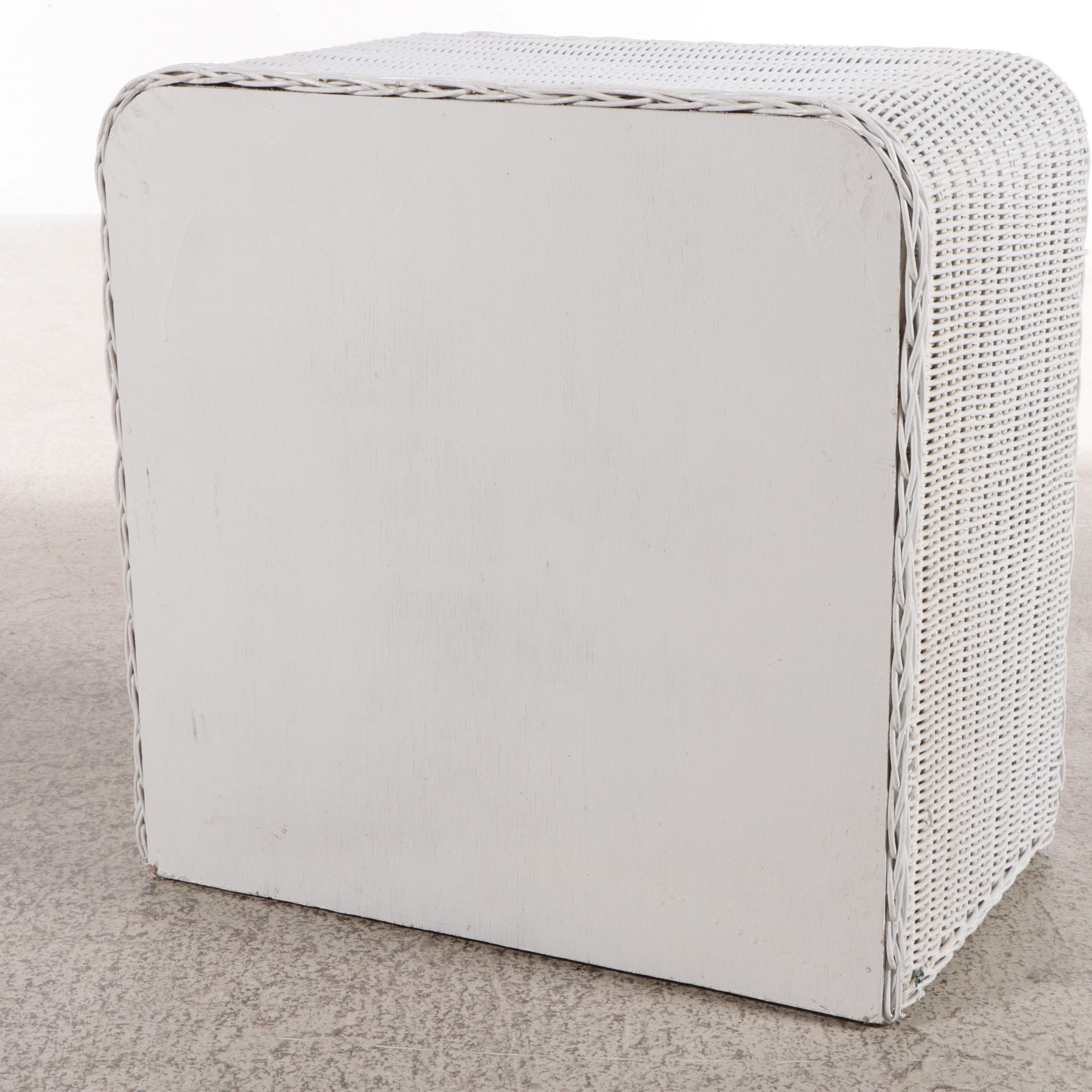 Victorian Style Metal Twin Headboards with Wicker Rocking Chair and Chest