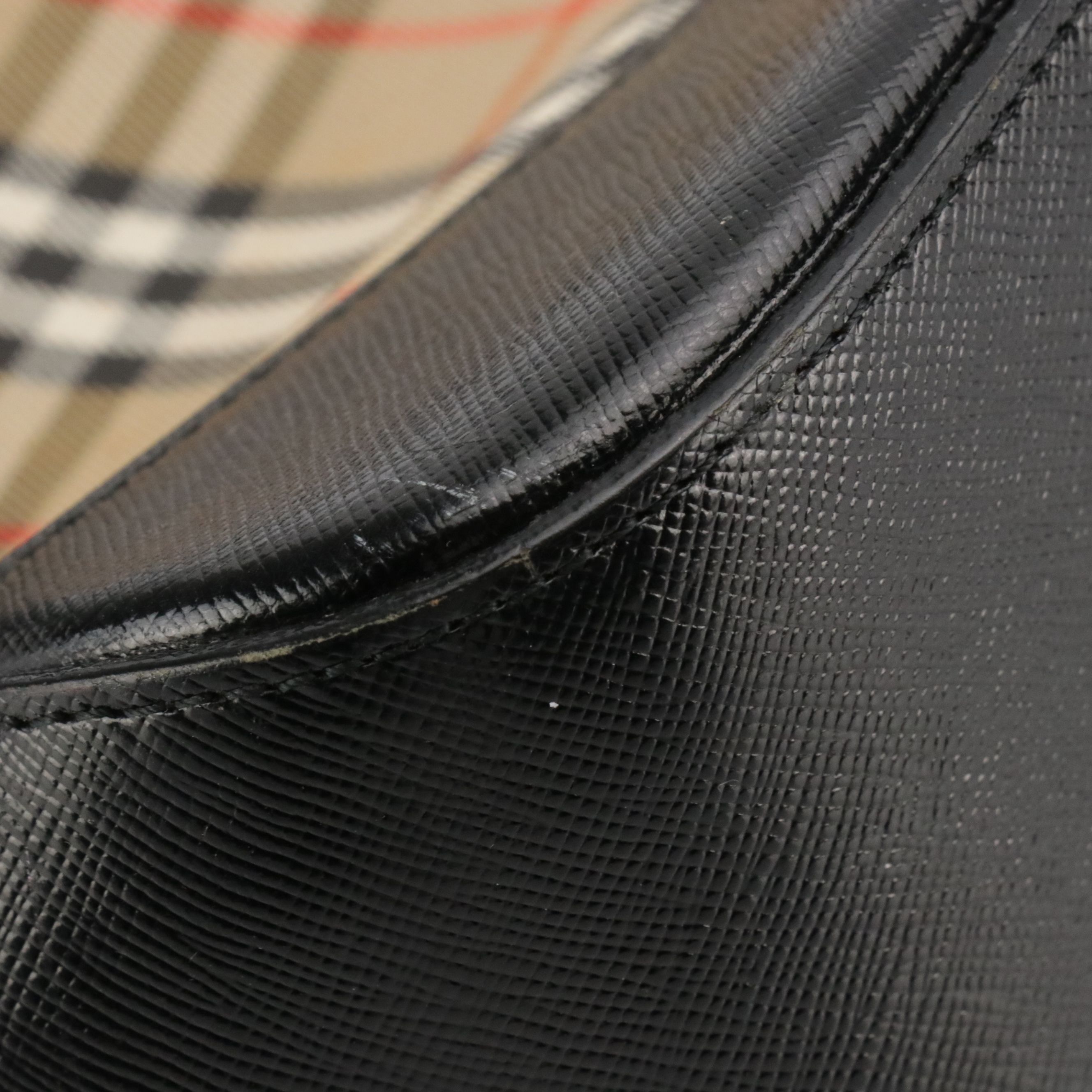 Burberrys Front Pocket Handbag in Haymarket Check Canvas and Black Leather