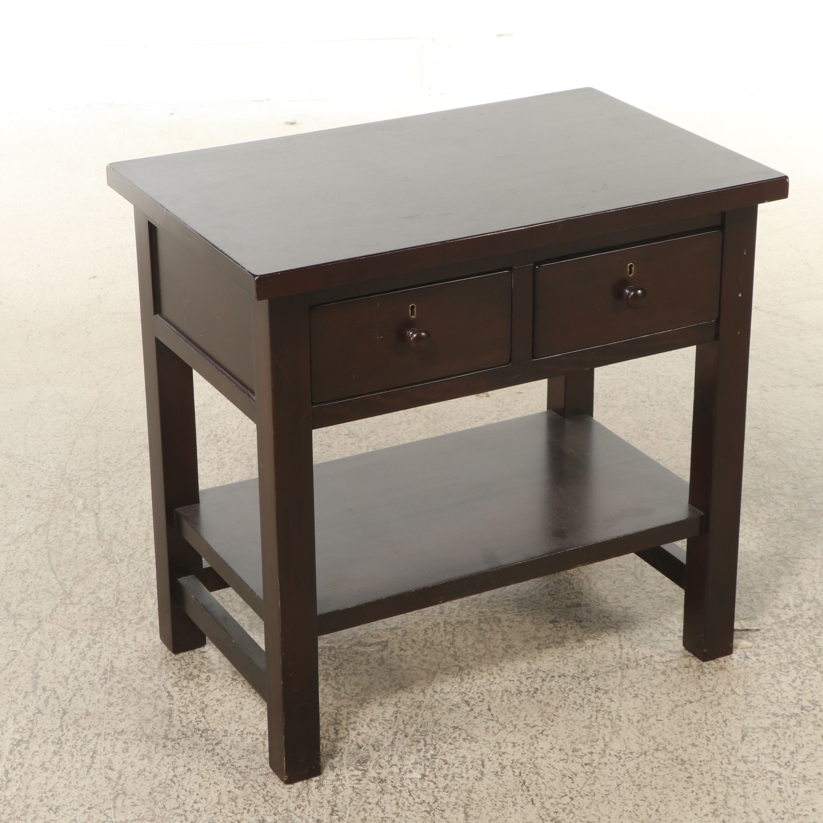 Pier 1 Imports Mission Style Folding Shelf with Other Walnut Finish Side Table