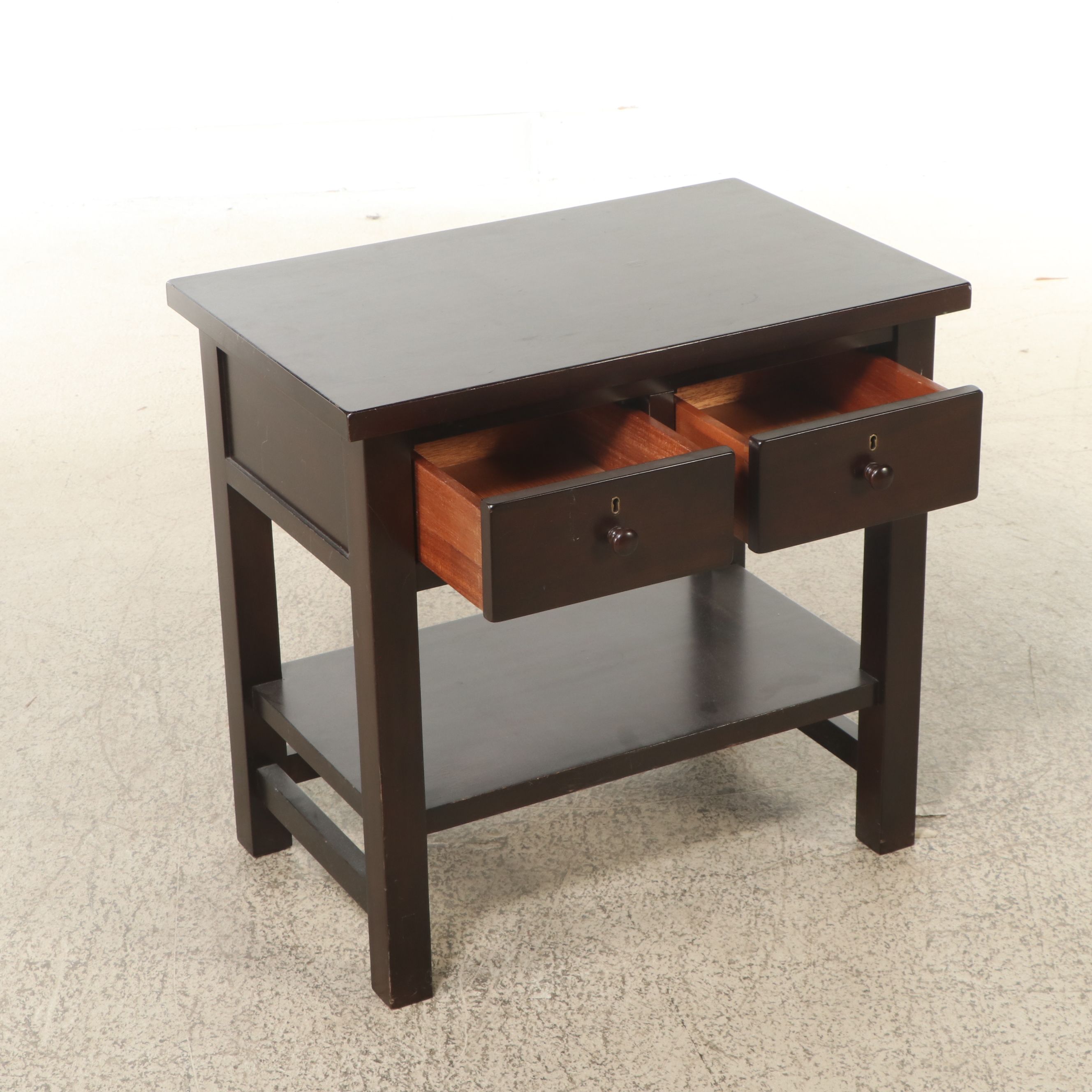 Pier 1 Imports Mission Style Folding Shelf with Other Walnut Finish Side Table