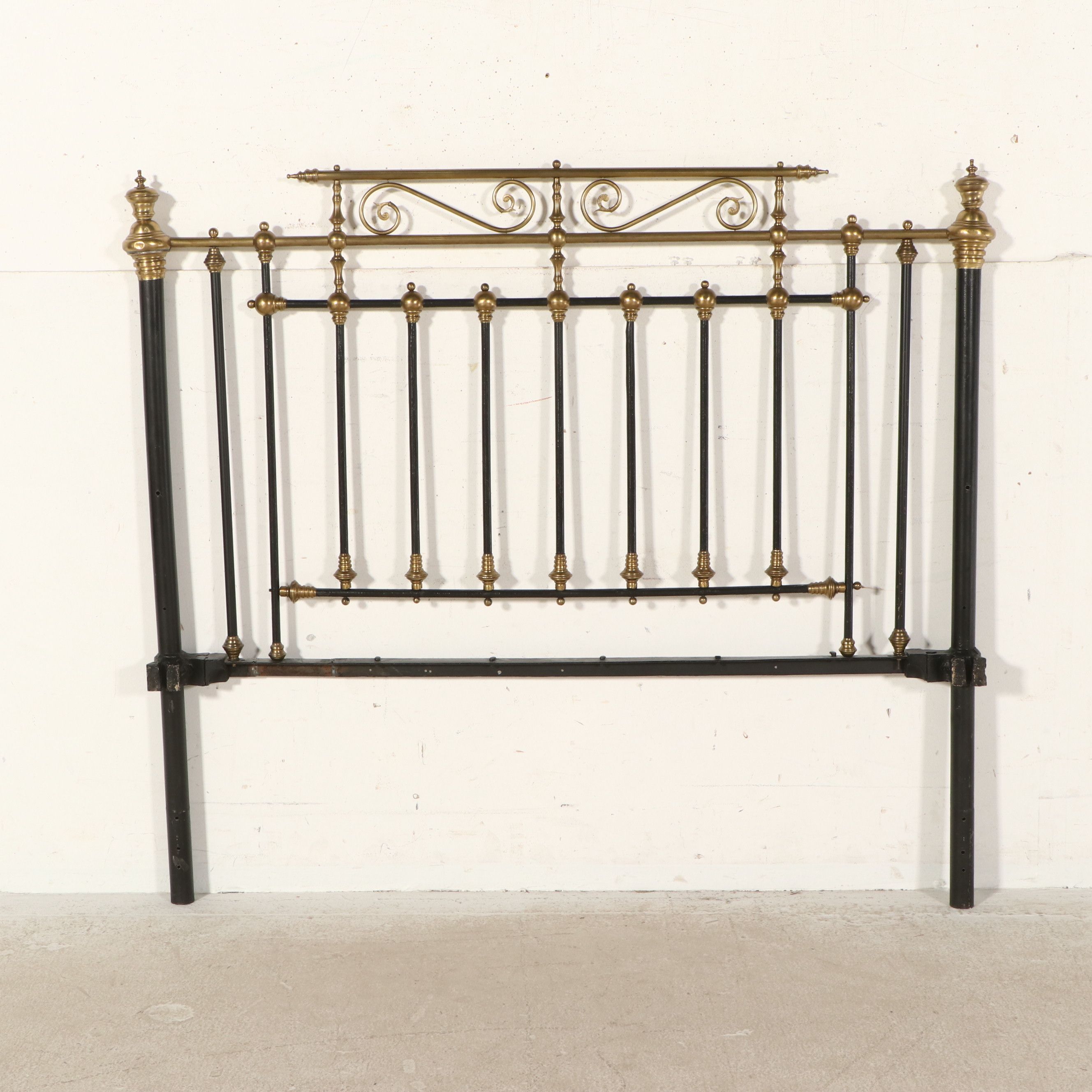 Art Nouveau Style Brass and Iron Headboard and Accessories