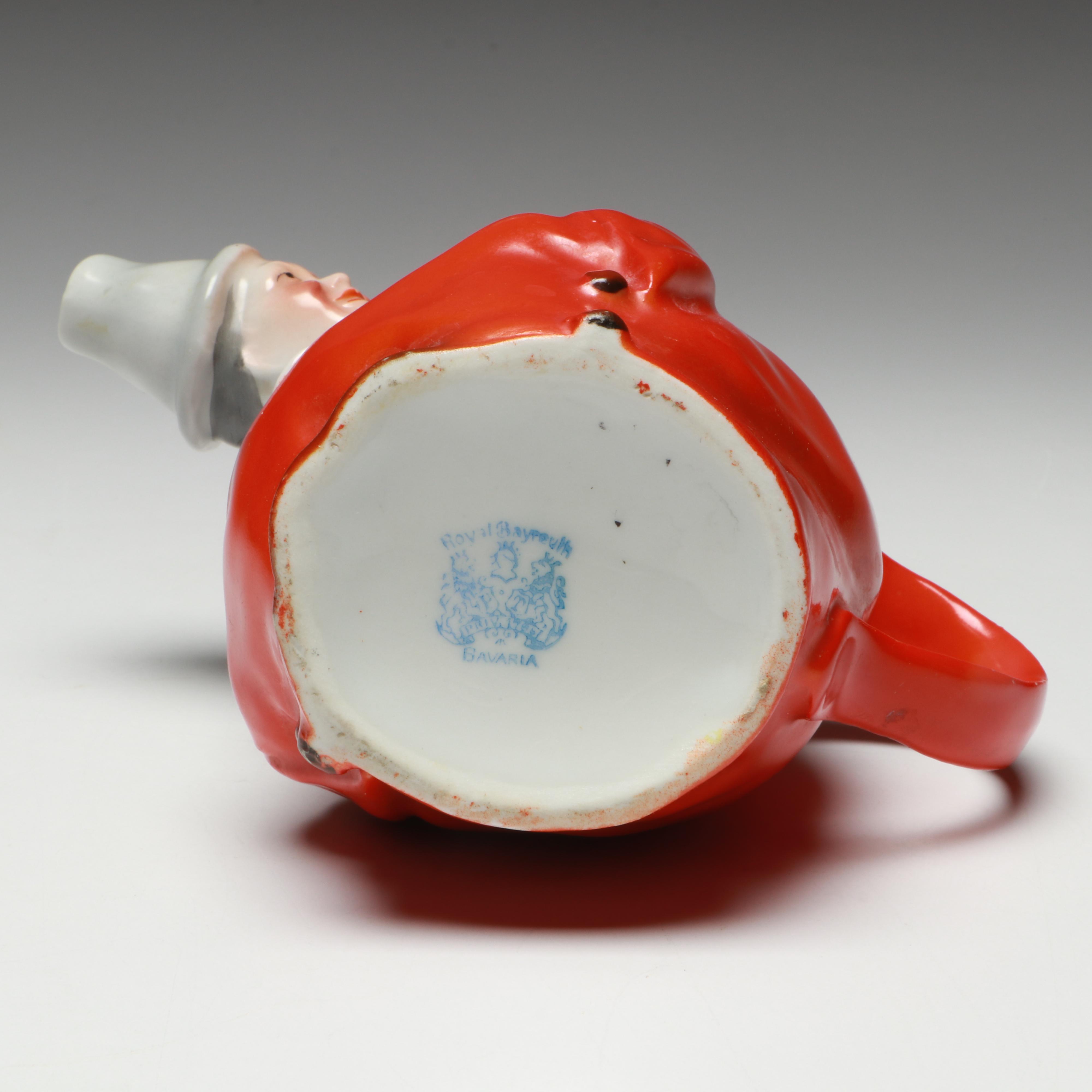 Royal Bayreuth Bavaria Porcelain Clown Creamer with Figural Shakers