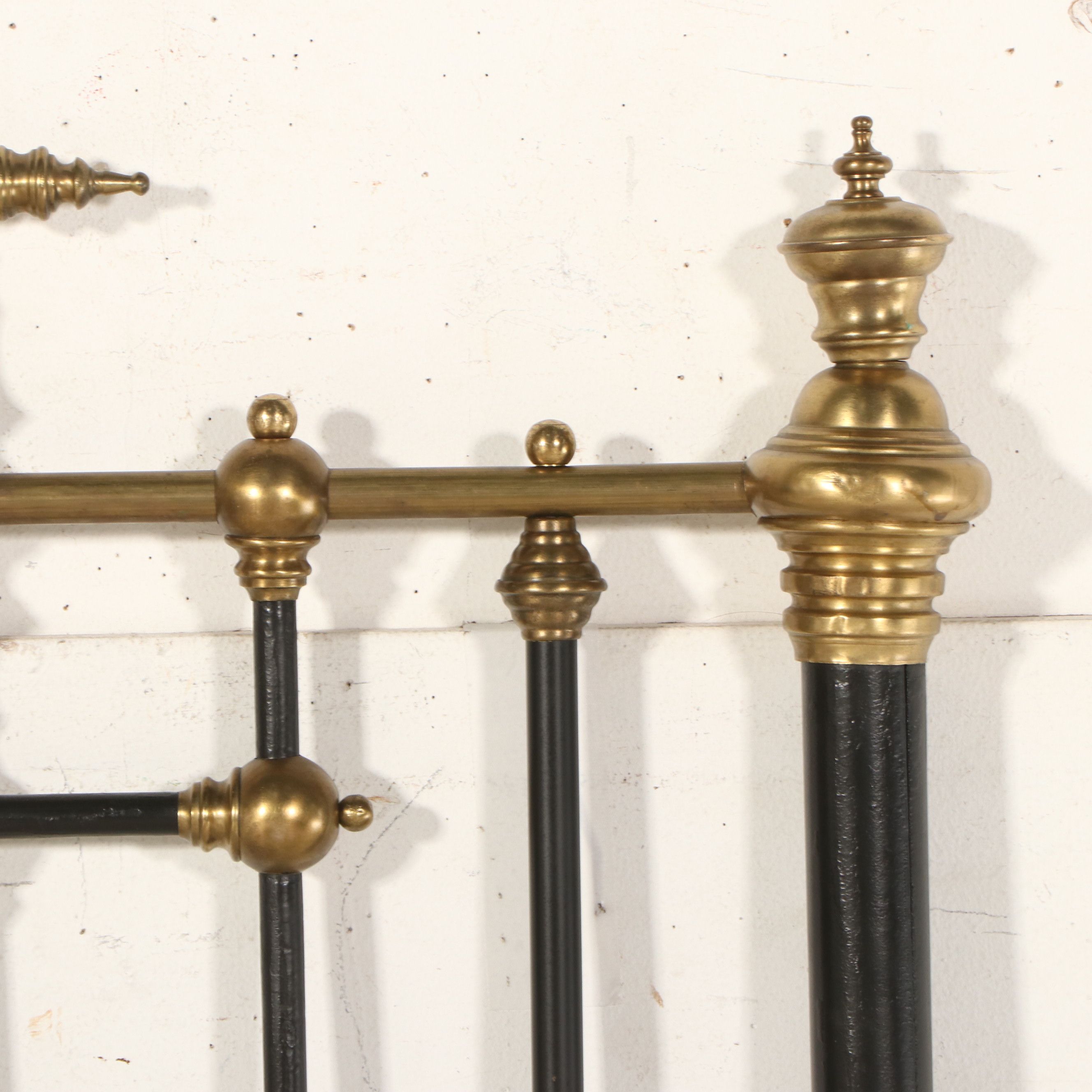 Art Nouveau Style Brass and Iron Headboard and Accessories