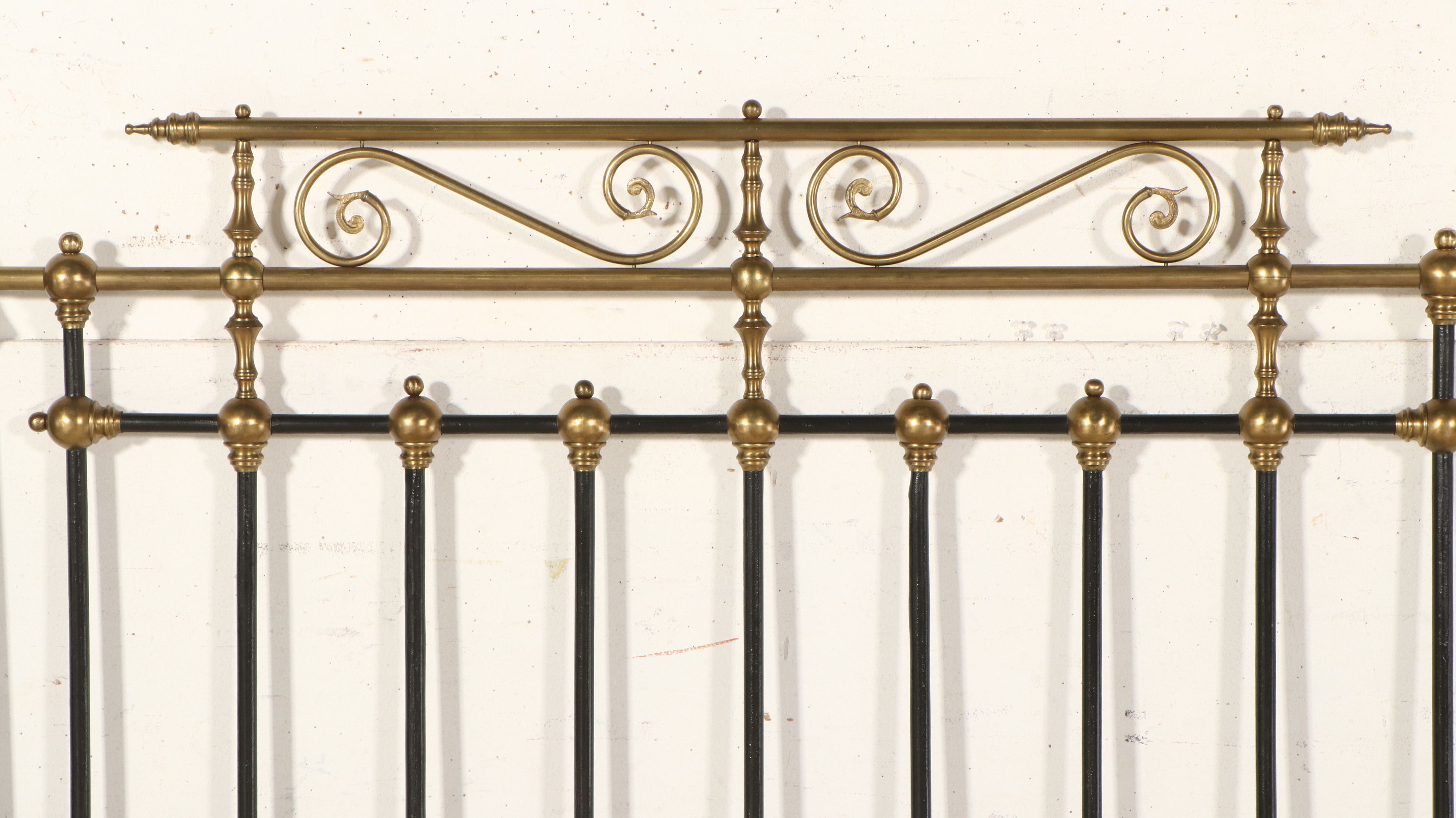 Art Nouveau Style Brass and Iron Headboard and Accessories