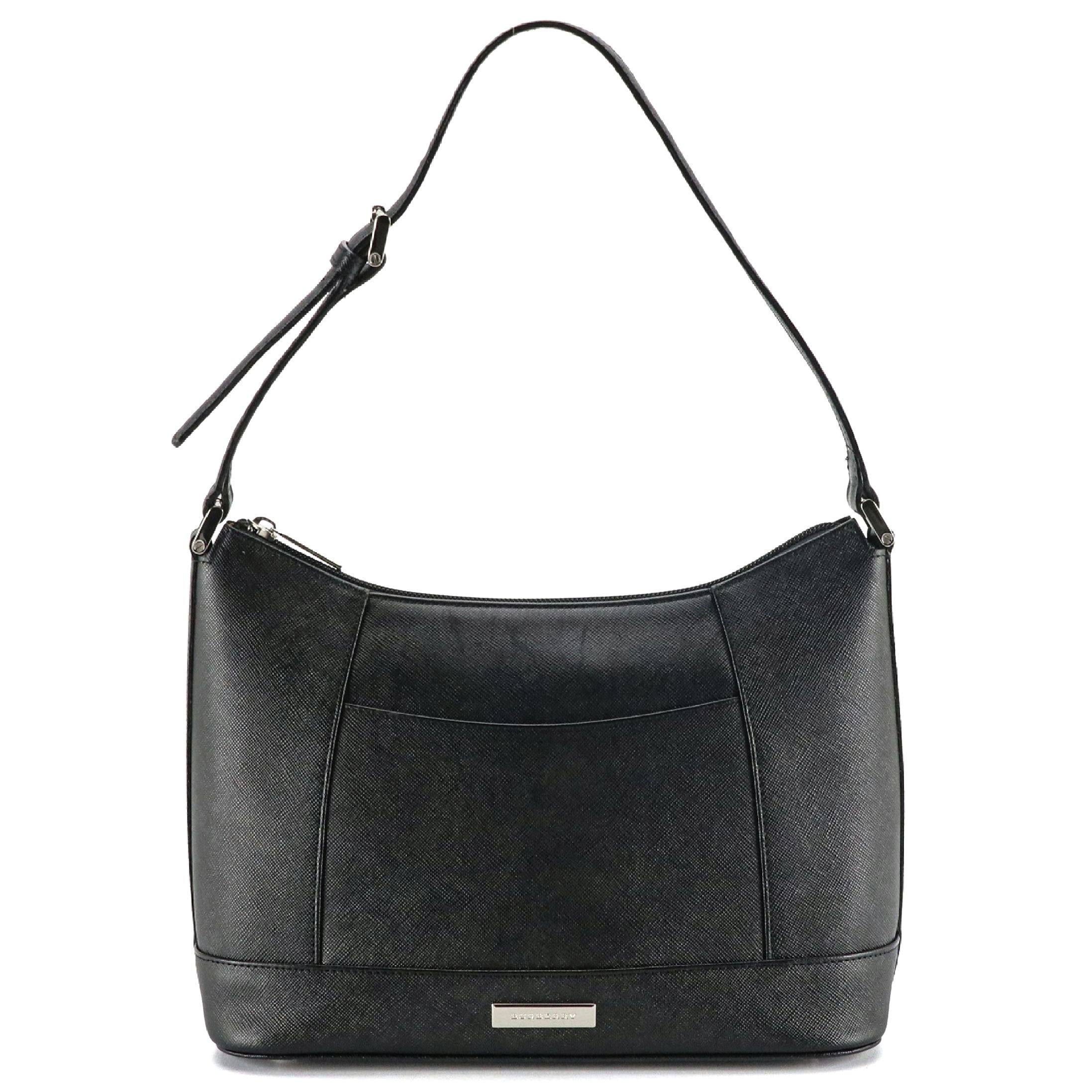Burberry Front Pocket Shoulder Bag in Black Saffiano Leather