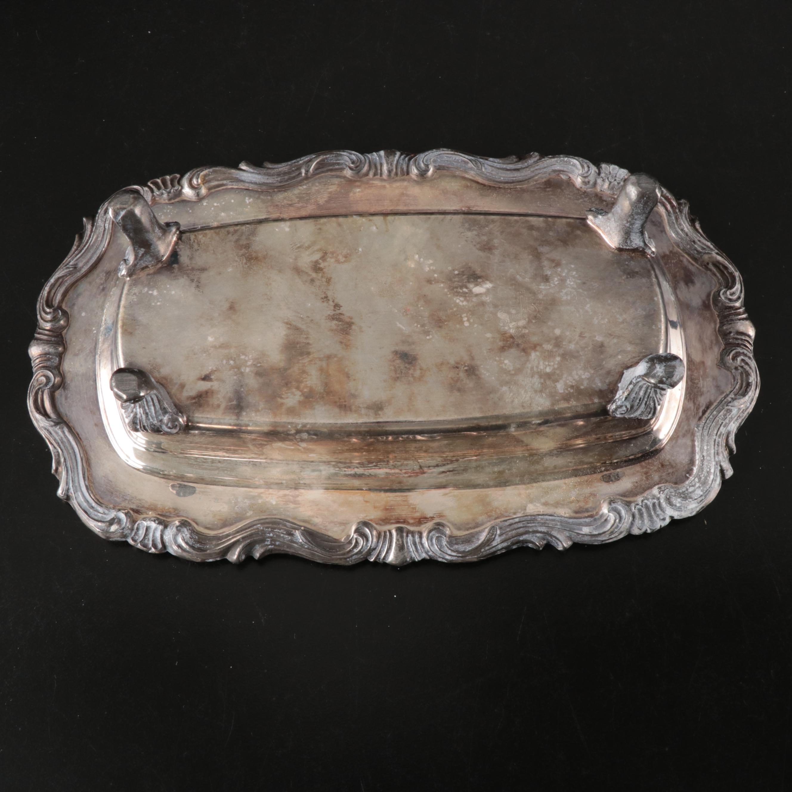 F.B. Rogers Silver Plate Butter Dish and Creamer and Sugar with Benedict Tray