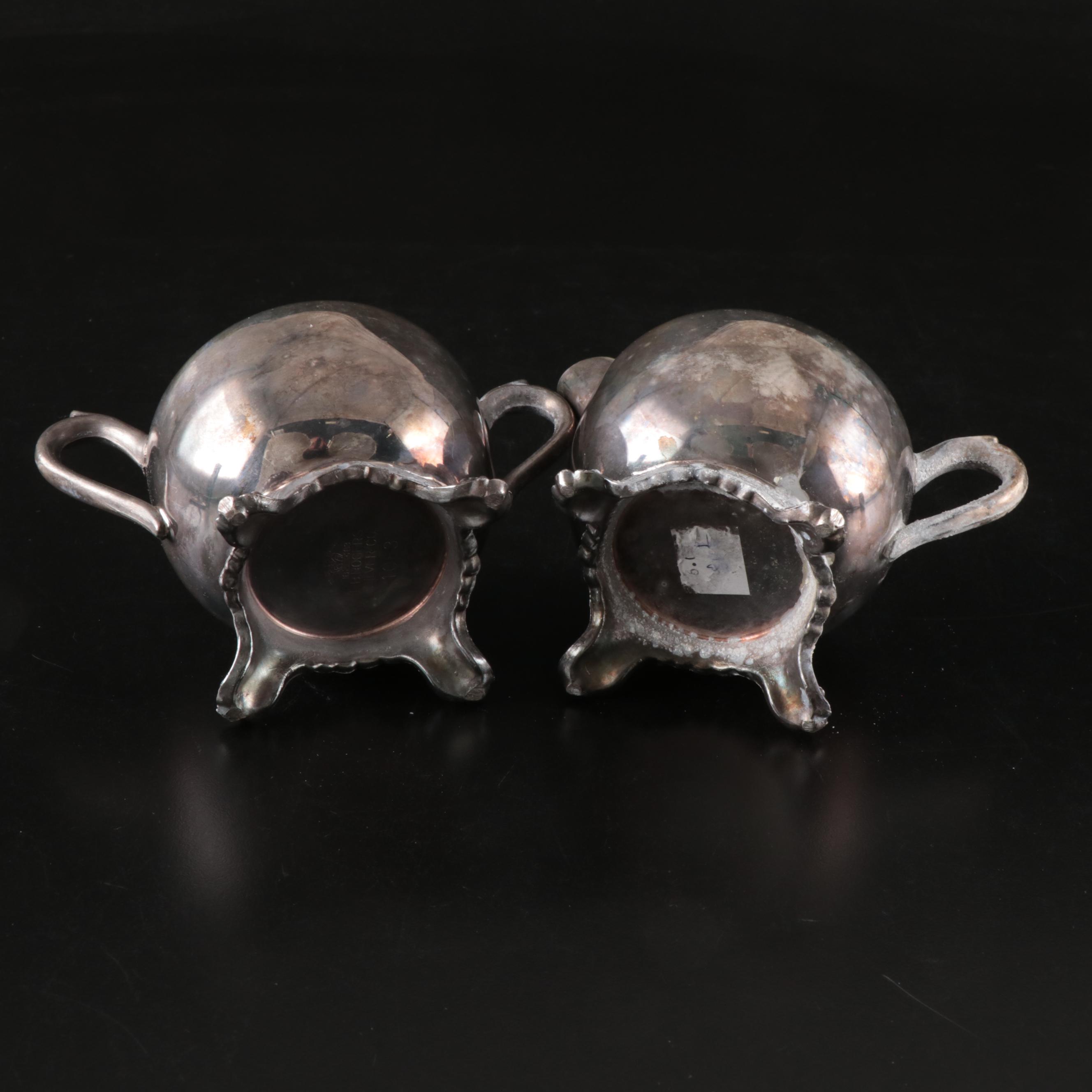 F.B. Rogers Silver Plate Butter Dish and Creamer and Sugar with Benedict Tray