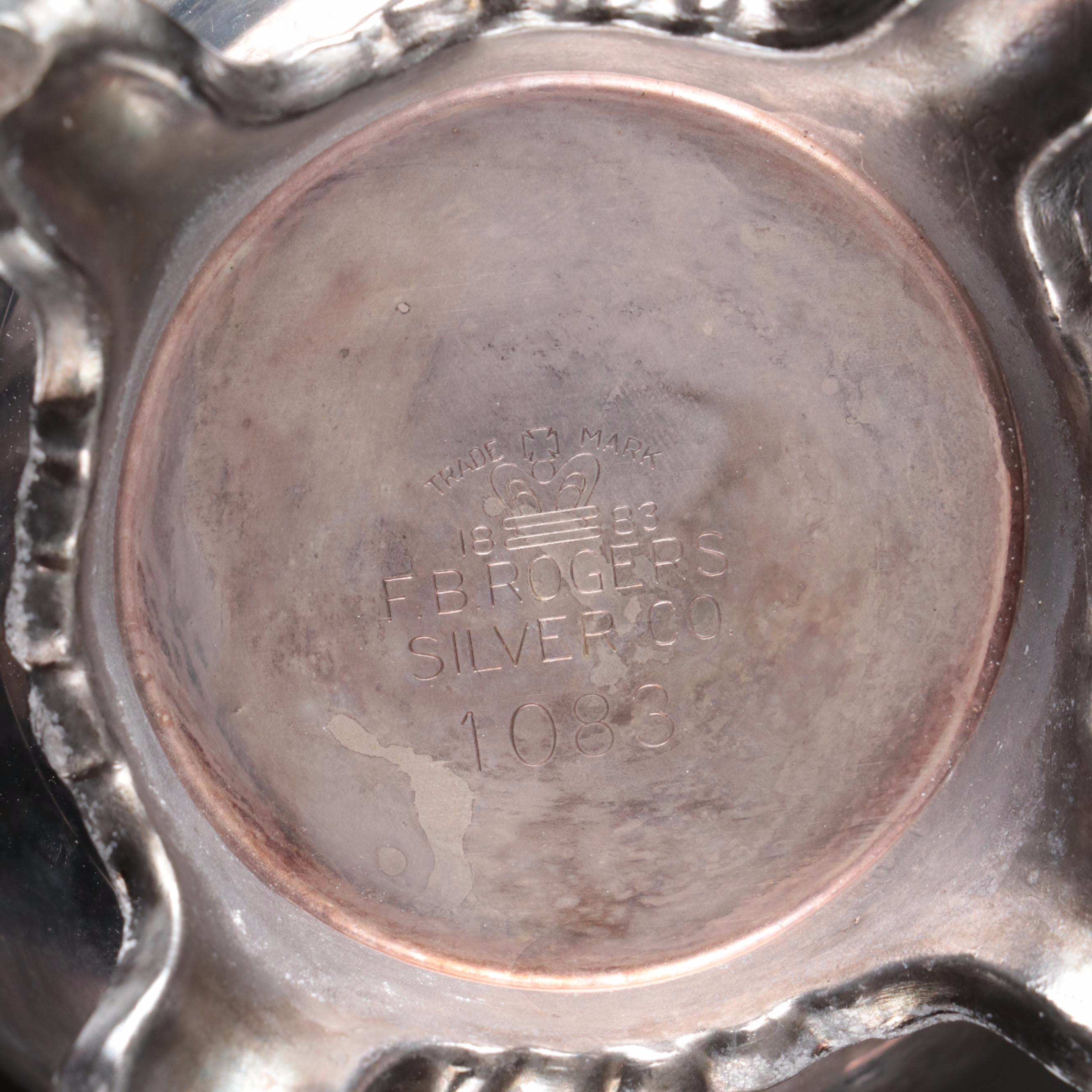 F.B. Rogers Silver Plate Butter Dish and Creamer and Sugar with Benedict Tray