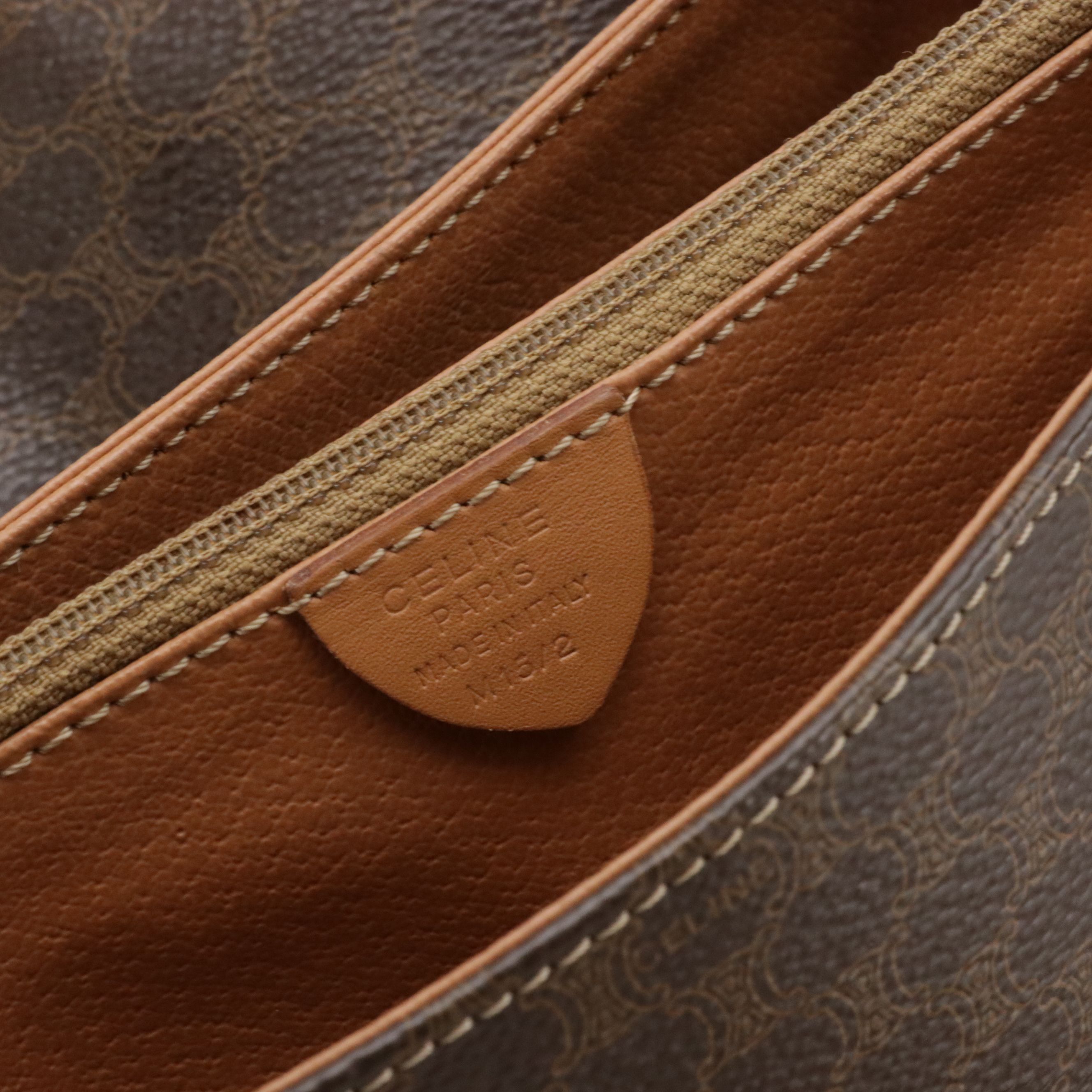 Celine Front Flap Crossbody Bag in Dark Brown Macadam Canvas and Leather